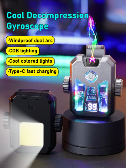 Gyro-rotating electric arc lighter