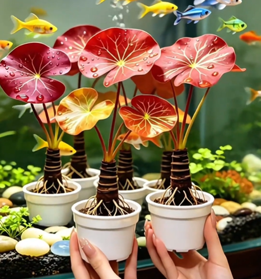 🐟Hydroponische rote Lotuswurzeln🌿 Verwandeln Sie Ihr Aquarium in einen lebendigen Garten