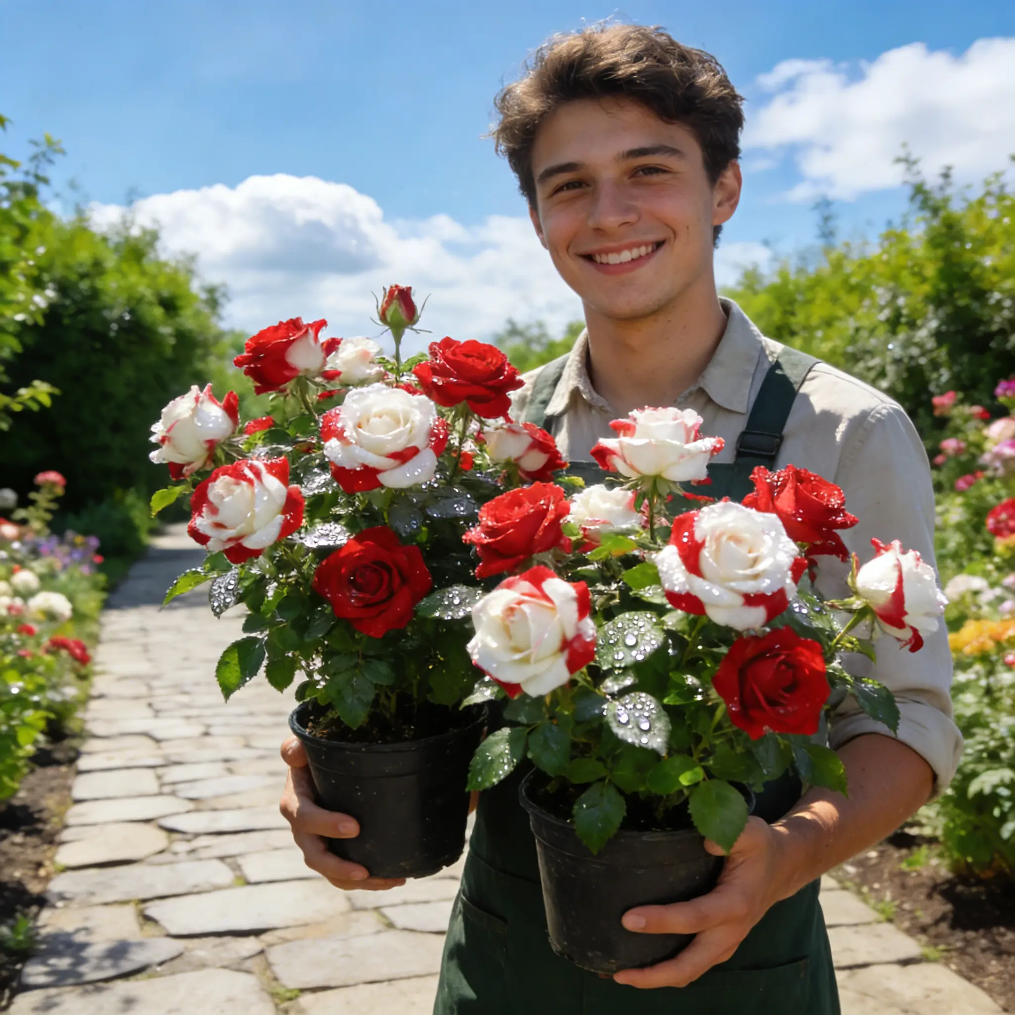 🌹2026 Neuheit – Zwillings-Rot-Weiß-Rose