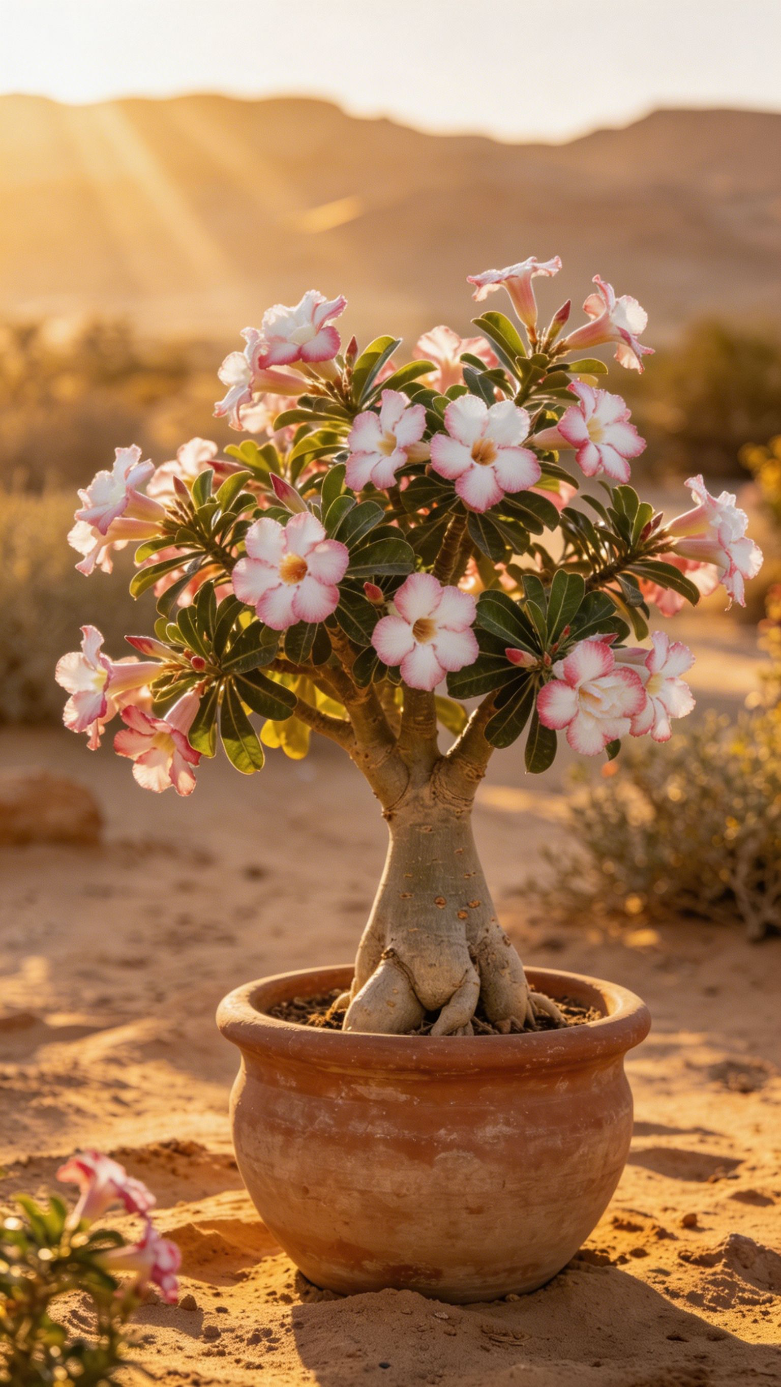 🌺 Wüstenrose – Pflegeleicht • Trockenheitsresistent • Spektakuläre Blüten für Garten, Balkon und Terrasse
