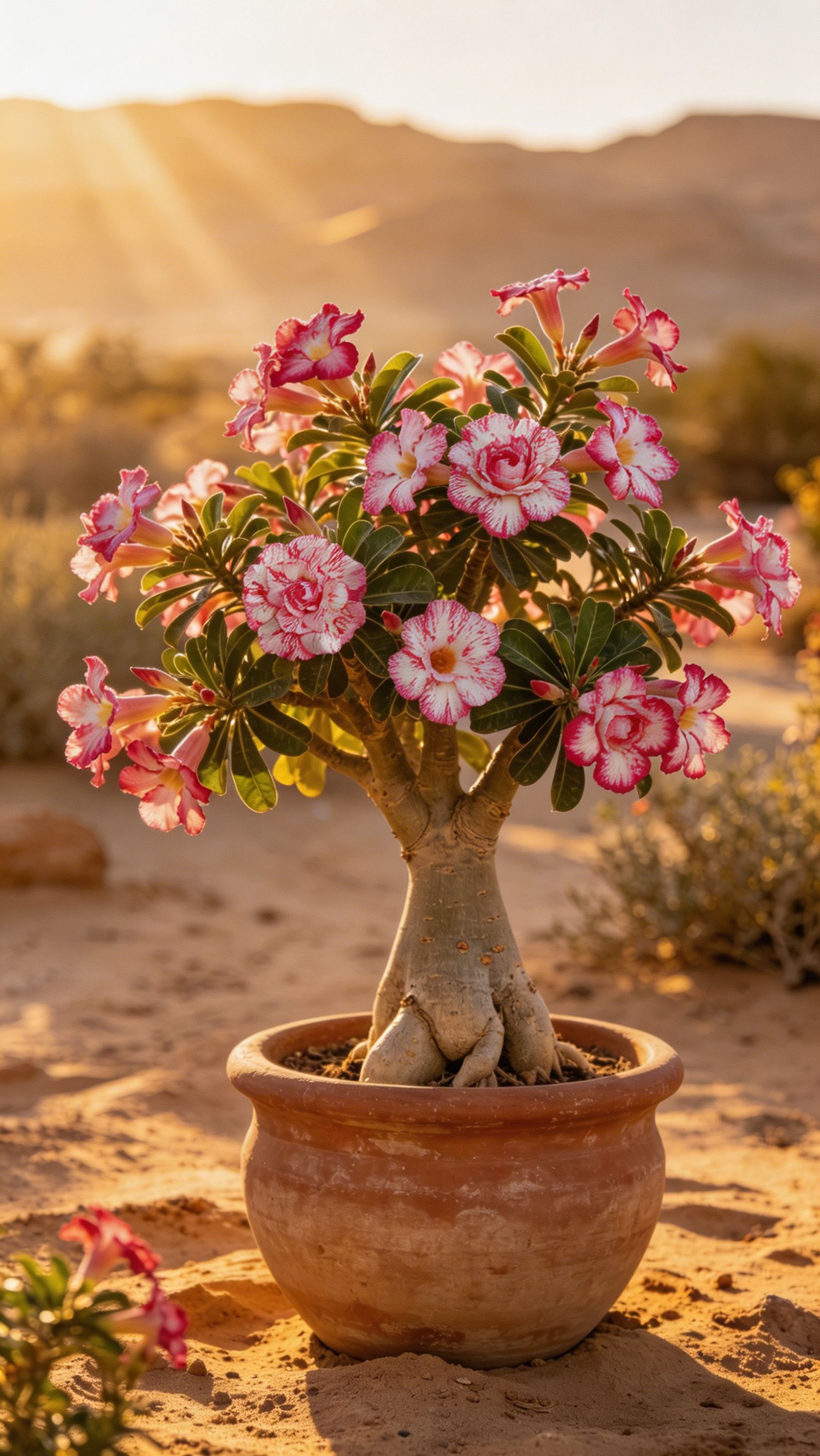 🌺 Wüstenrose – Pflegeleicht • Trockenheitsresistent • Spektakuläre Blüten für Garten, Balkon und Terrasse