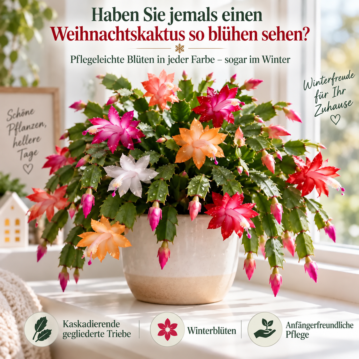🦀Schlumbergera-Zwiebeln in verschiedenen Farben – Pflegeleichte Blüten in allen Farbtönen, sogar im Winter ❄️🌈
