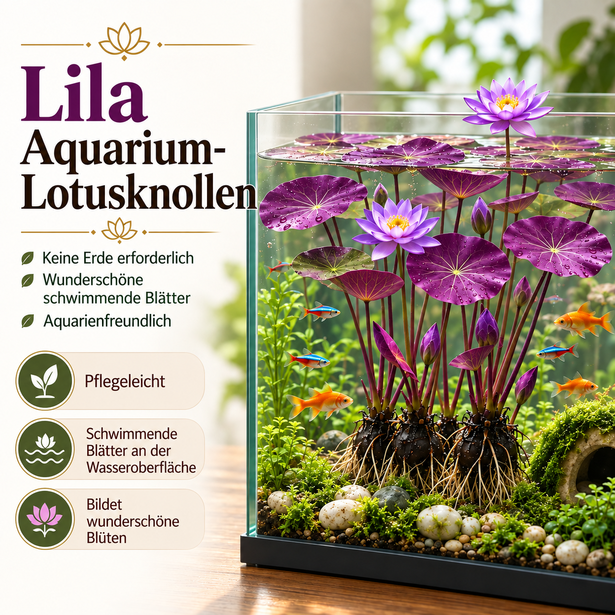 🐟Hydroponische rote Lotuswurzeln🌿 Verwandeln Sie Ihr Aquarium in einen lebendigen Garten