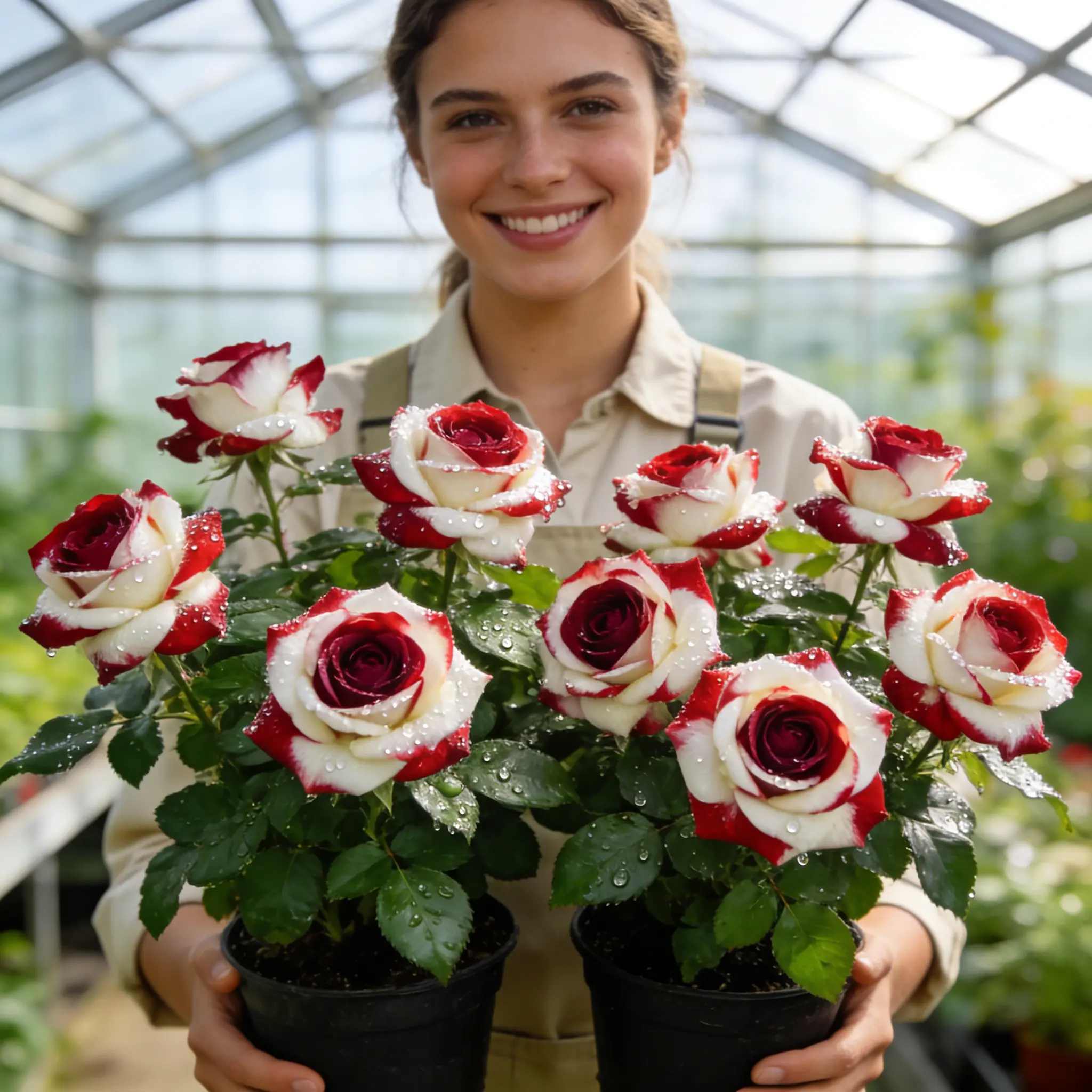 🌹2026 Neuheit – Zwillings-Rot-Weiß-Rose