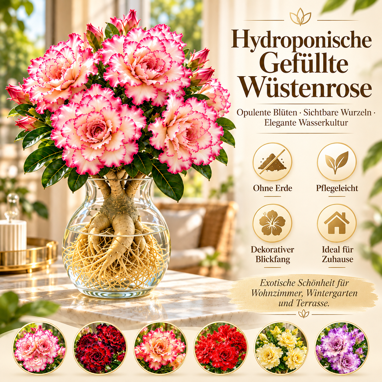 🌺 Gefüllte XXL-Wüstenrosen-Zwiebeln – – Für Wasser- & Erdkultur!