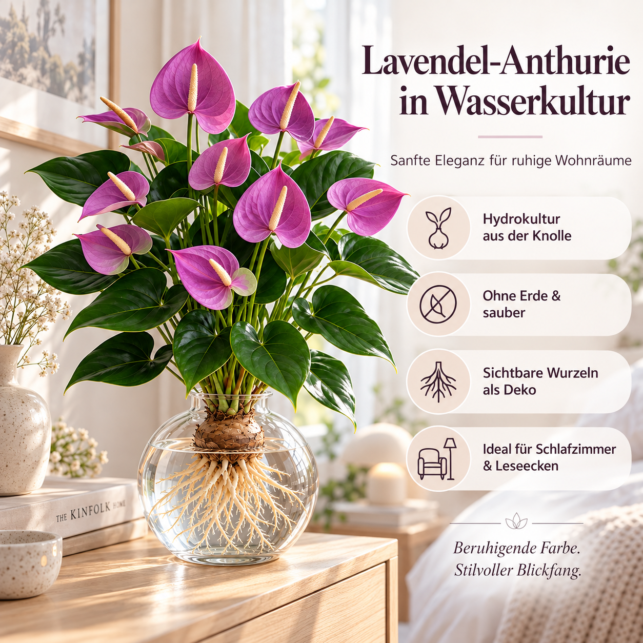 🌺 Hydroponische Anthurien-Zwiebeln – Tropische Blütenpracht ganz ohne Erde!