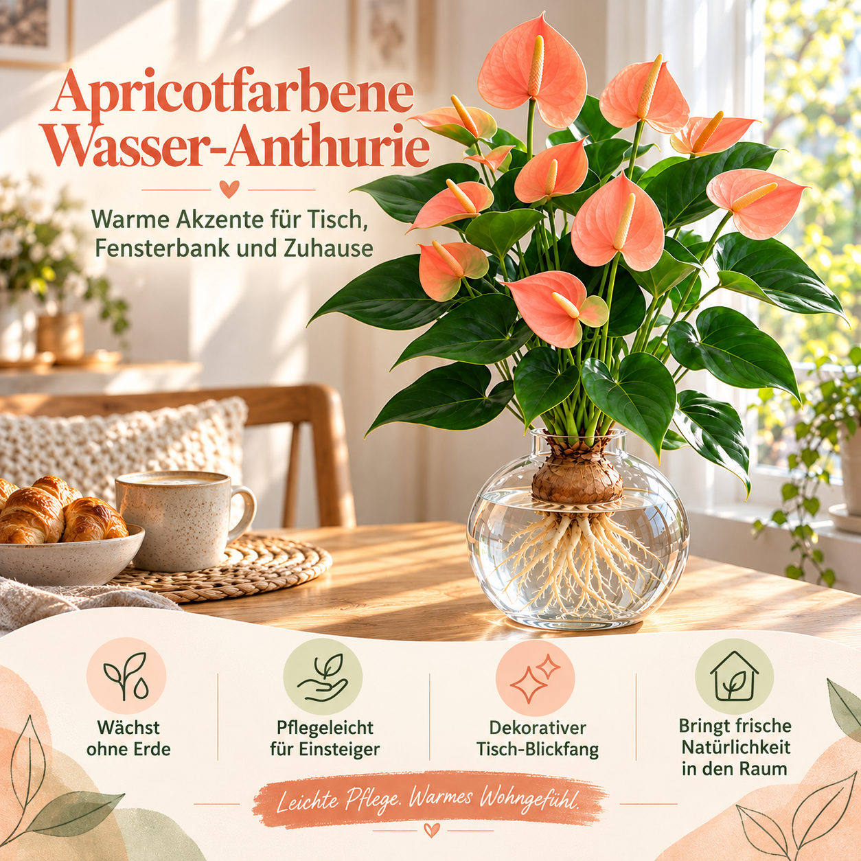 🌺 Hydroponische Anthurien-Zwiebeln – Tropische Blütenpracht ganz ohne Erde!