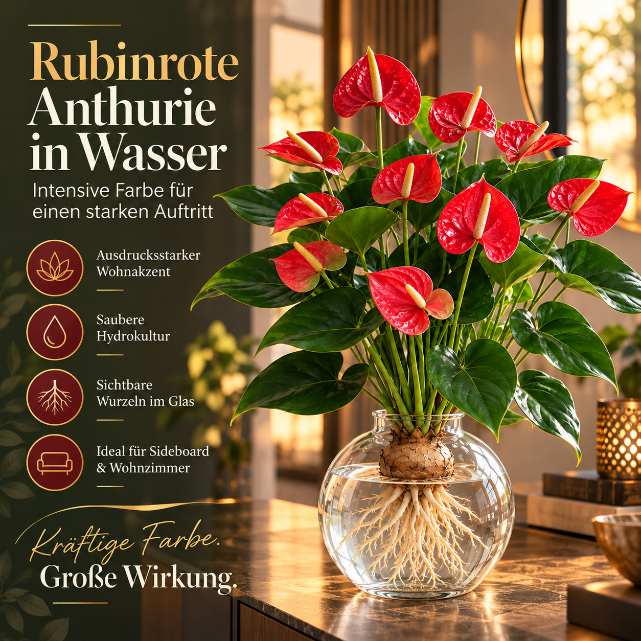 🌺 Hydroponische Anthurien-Zwiebeln – Tropische Blütenpracht ganz ohne Erde!