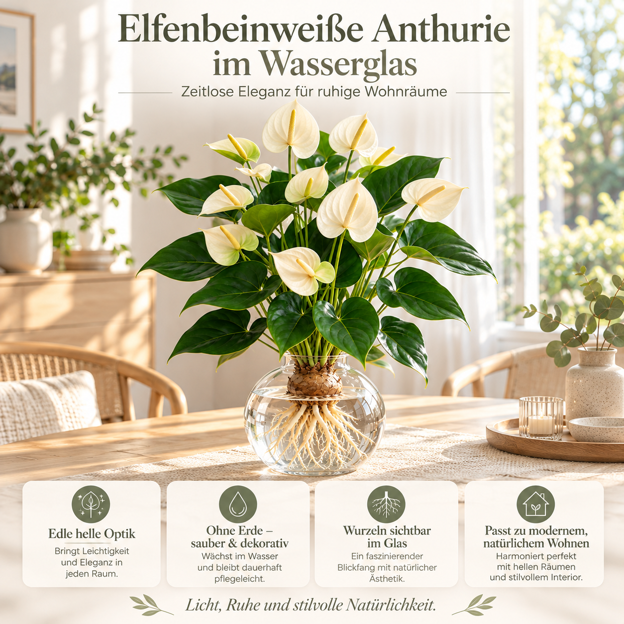 🌺 Hydroponische Anthurien-Zwiebeln – Tropische Blütenpracht ganz ohne Erde!