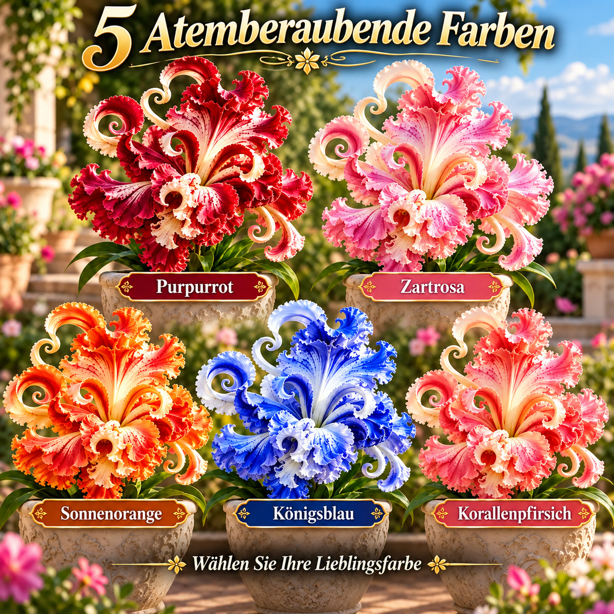 🌸 Royal Ruffle Fantasy Lilienzwiebeln – Wächst in Wasser oder Erde, riesige, gerüschte Blüten