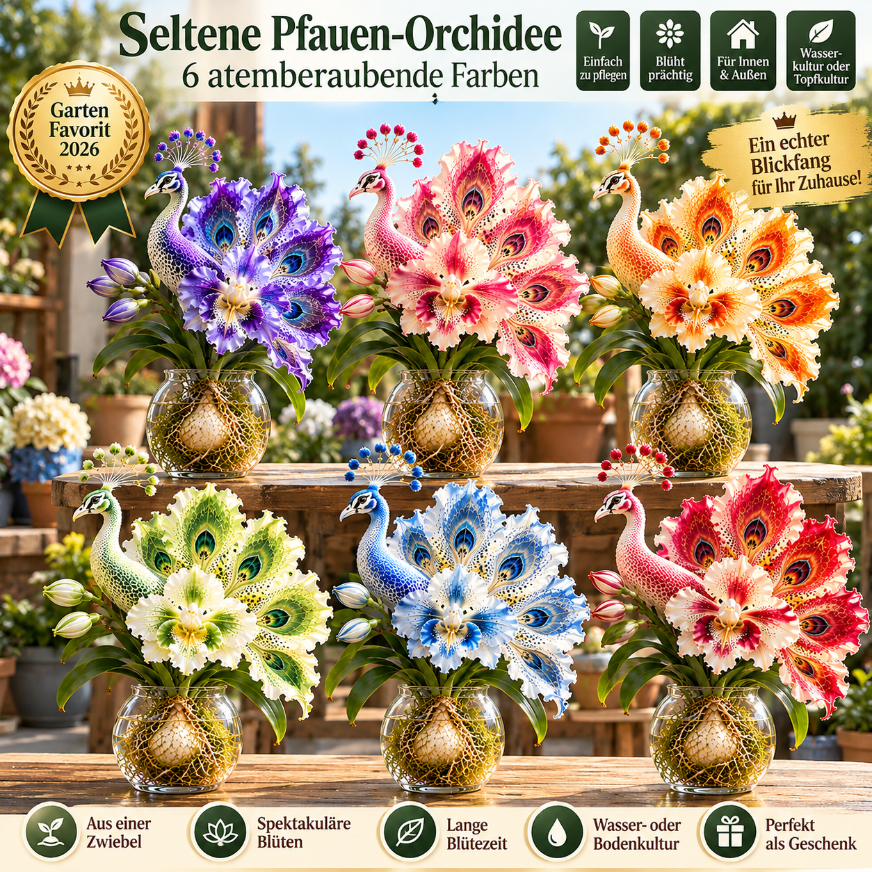 🦚 Seltene Pfauen-Orchidee – Exotische Blütenpracht im Glas, ganz ohne Blumenerde! 🌸💧