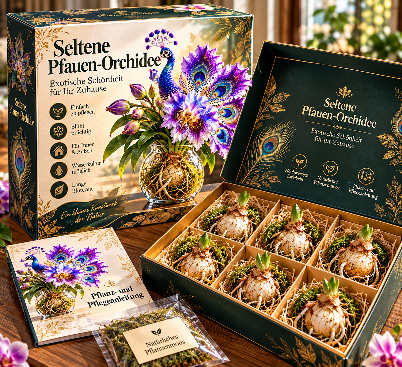 🦚 Seltene Pfauen-Orchidee – Exotische Blütenpracht im Glas, ganz ohne Blumenerde! 🌸💧