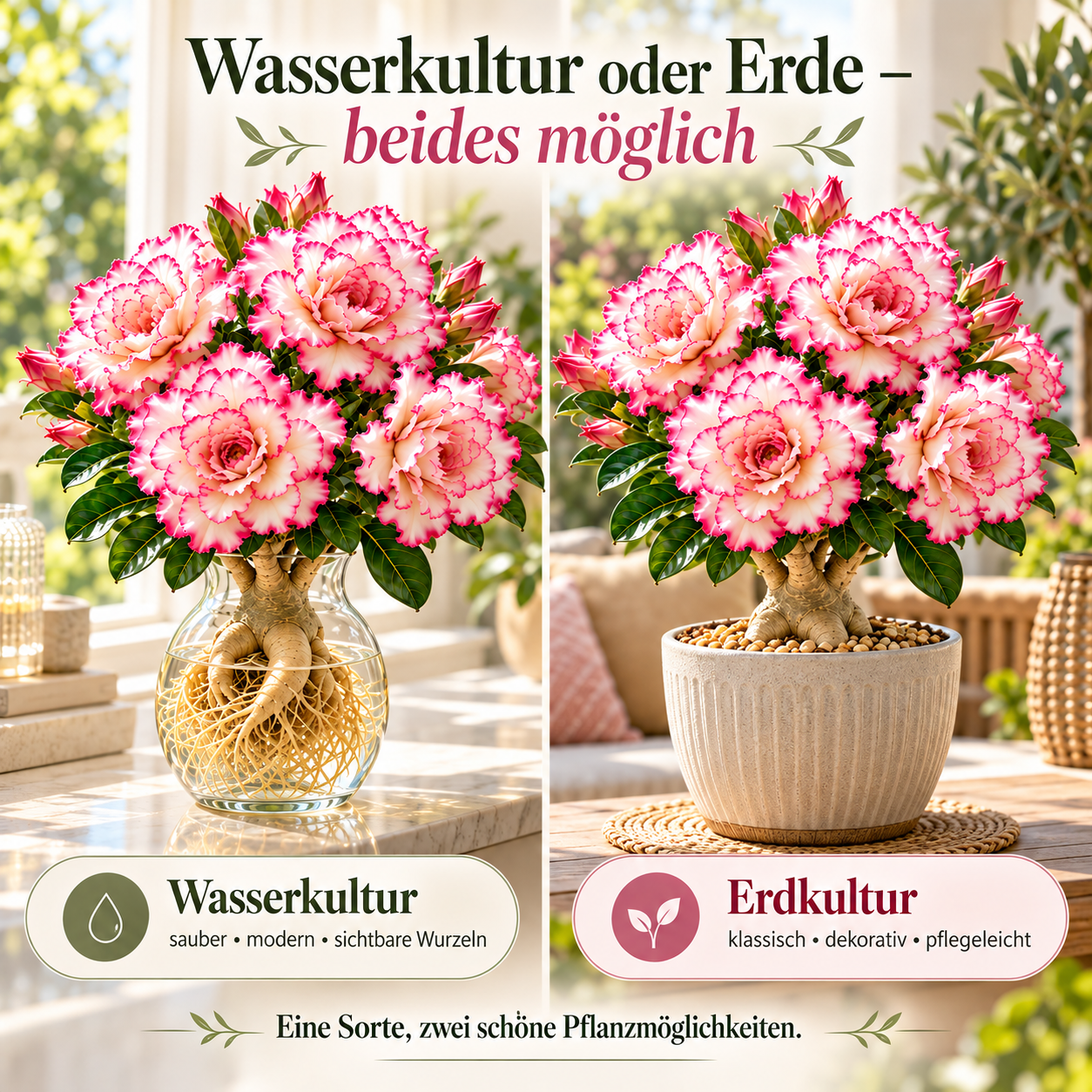 🌺 Gefüllte XXL-Wüstenrosen-Zwiebeln – – Für Wasser- & Erdkultur!
