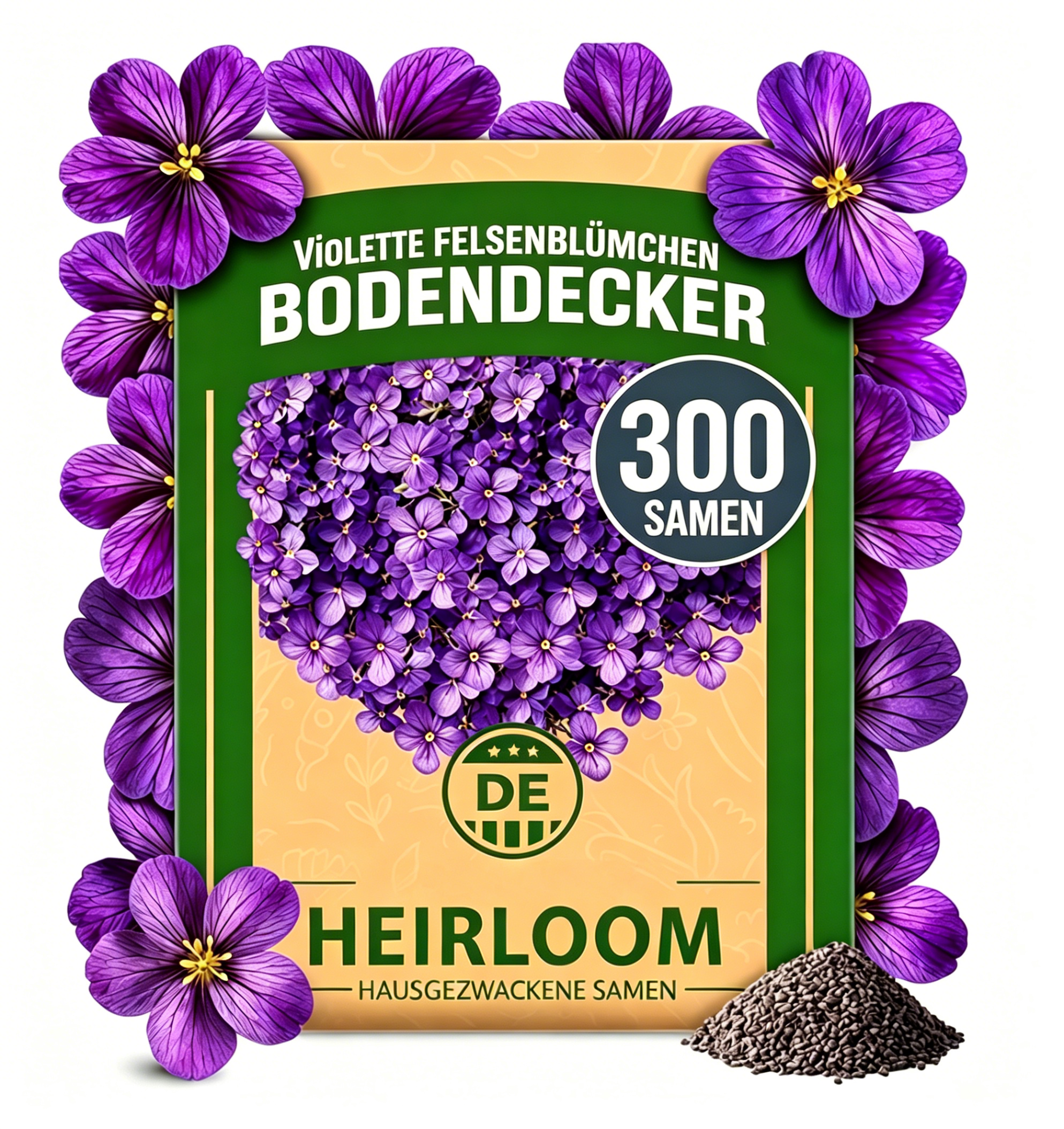 Aubrieta-Felsenkresse 'Purple' – Samenpackung für blühende Bodendecker – Mehrjährige Kressesamen für die Bepflanzung von Rasenflächen im Freien – Pflegeleicht, 300 gentechnikfreie Aubrieta deltoidea-Samen