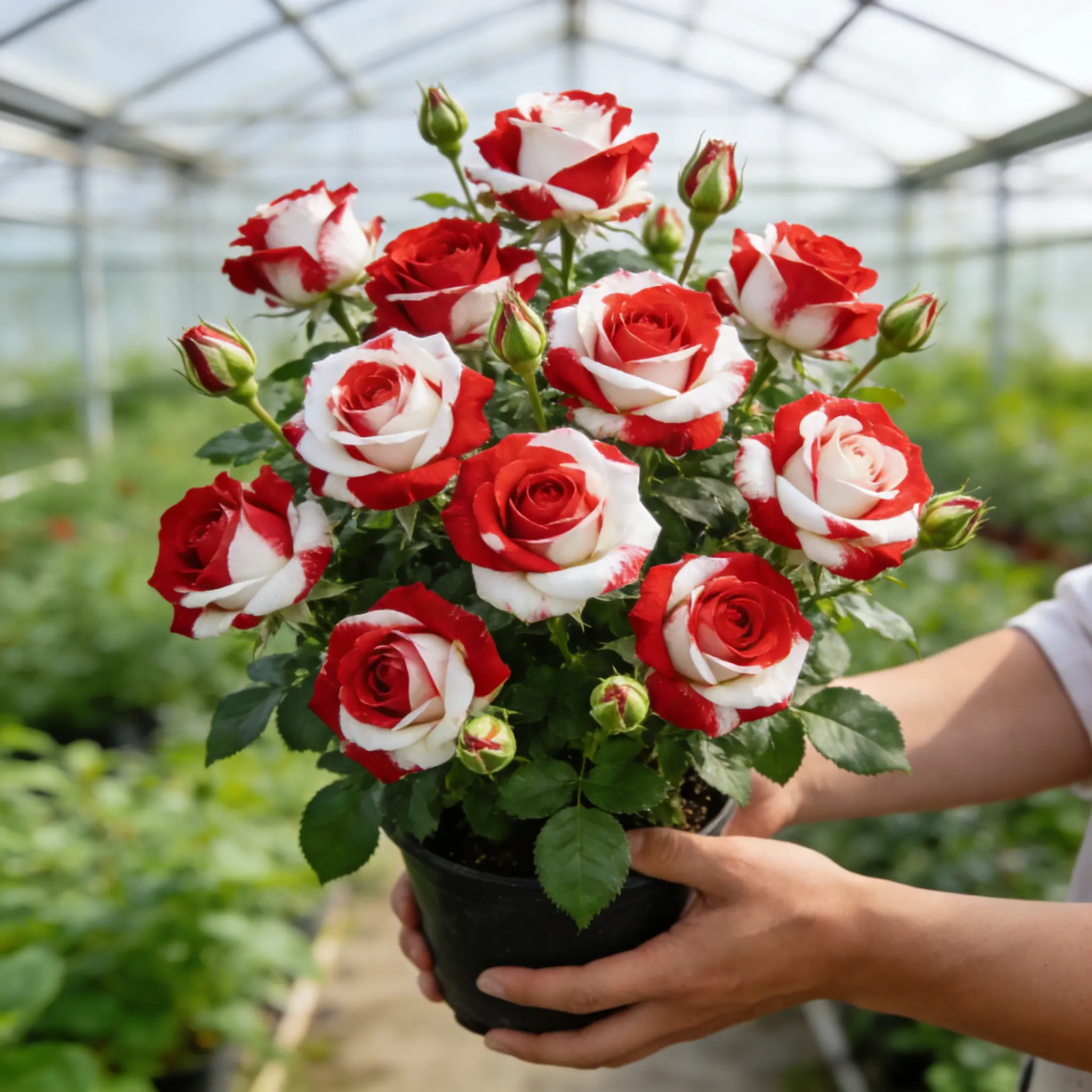 🌹2026 Neuheit – Zwillings-Rot-Weiß-Rose