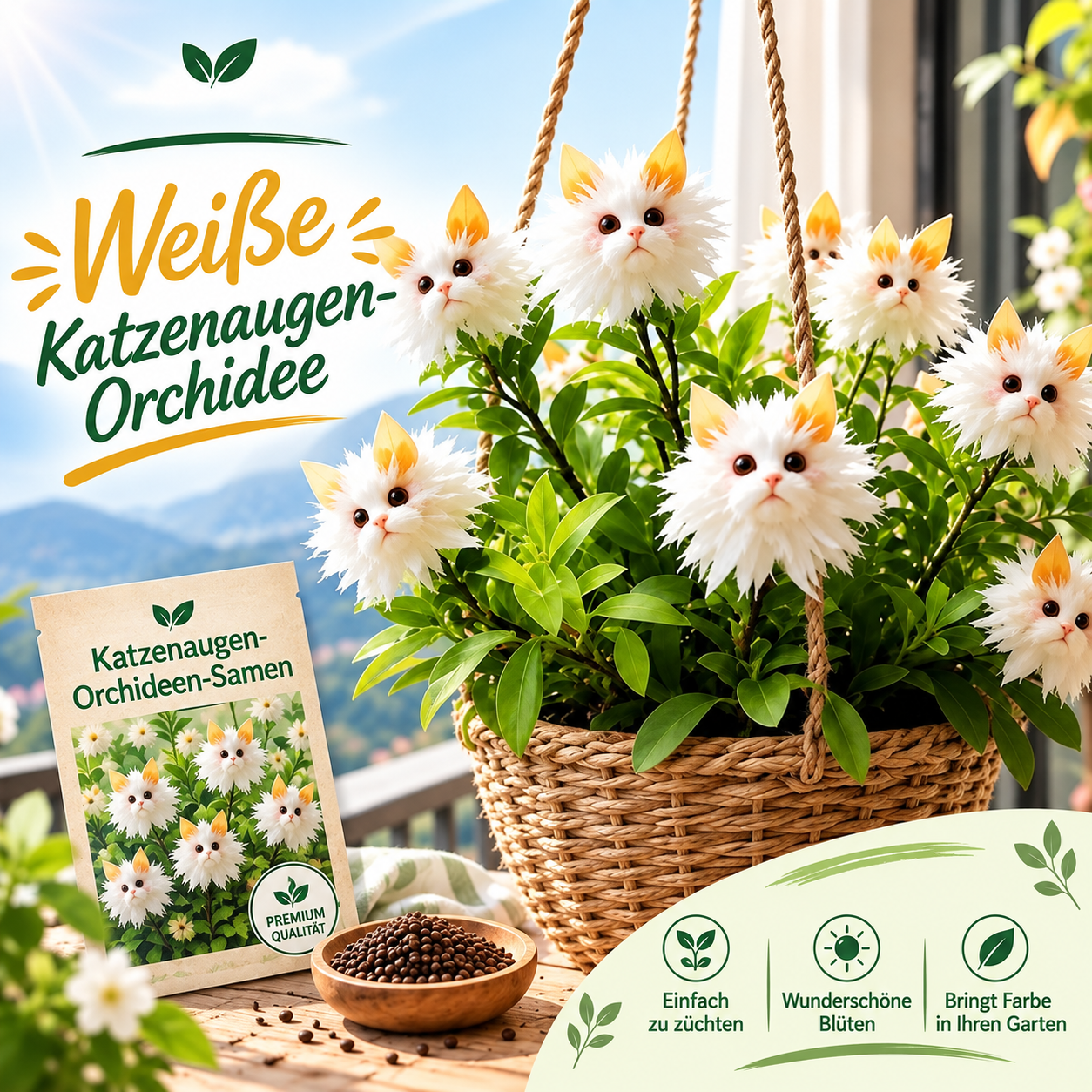 🐱 Katzenaugen Orchideen Samen - Außergewöhnliche Blüten, die alle Blicke auf sich ziehen