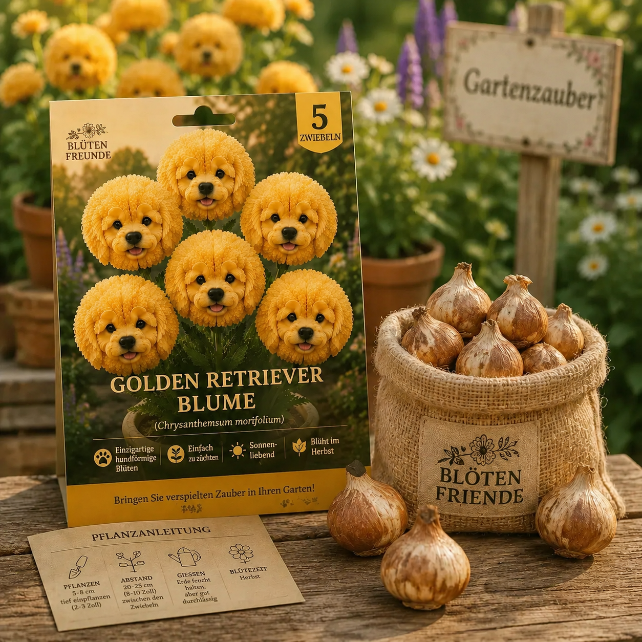 🌼 Golden Retriever Blumenkollektion - Ein Garten, der Glück ausstrahlt.
