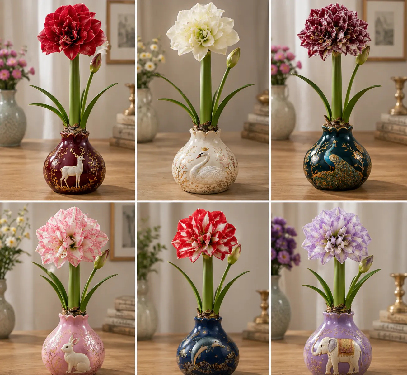 🌺 Gewachste Doppel Amaryllis-Zwiebeln – Kein Gießen nötig, einfach beim Wachsen zusehen