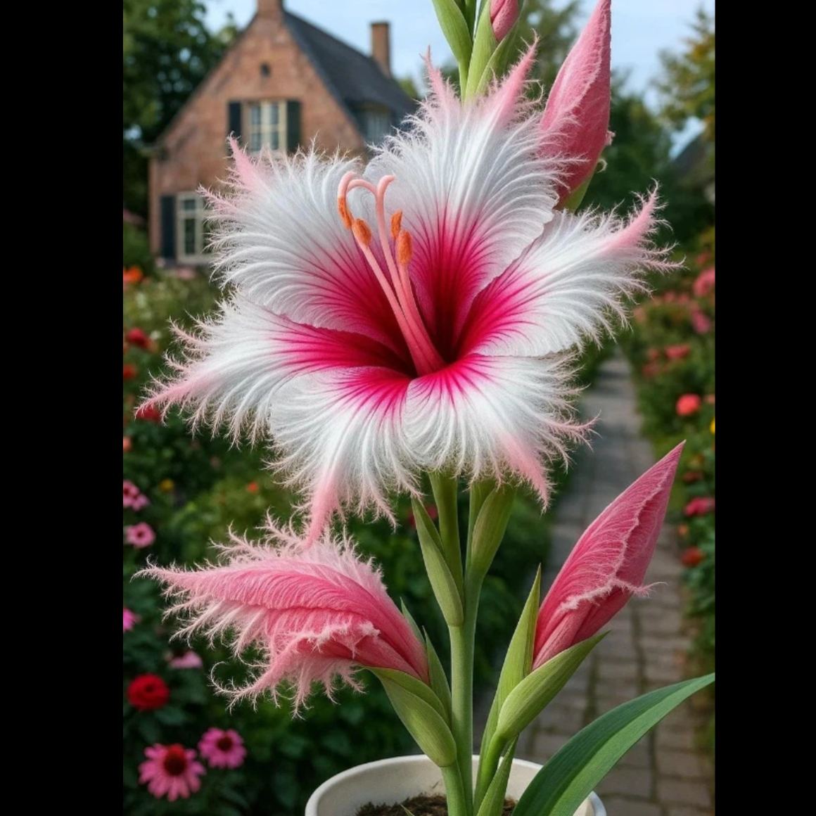 🪶Seltene Federrandlilien-Zwiebeln – Atemberaubende rosa-weiße Blüten, pflegeleicht