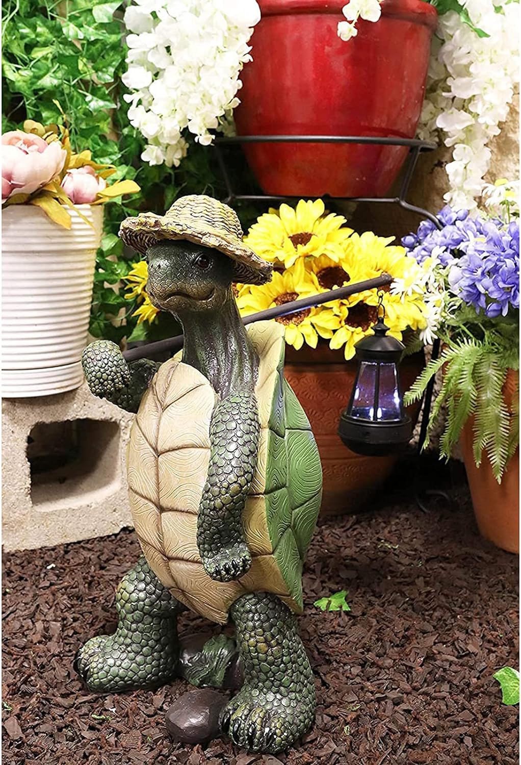 Turtle Garden Figure, Small Resin Turtle Statue, Adventure Hiking Turtle Statue, Art Turtle Ornament for Office Home Yard Lawn Garden Decoration Single Turtle 17 x 7 x 6 cm (7 x 3 x 2 inches)