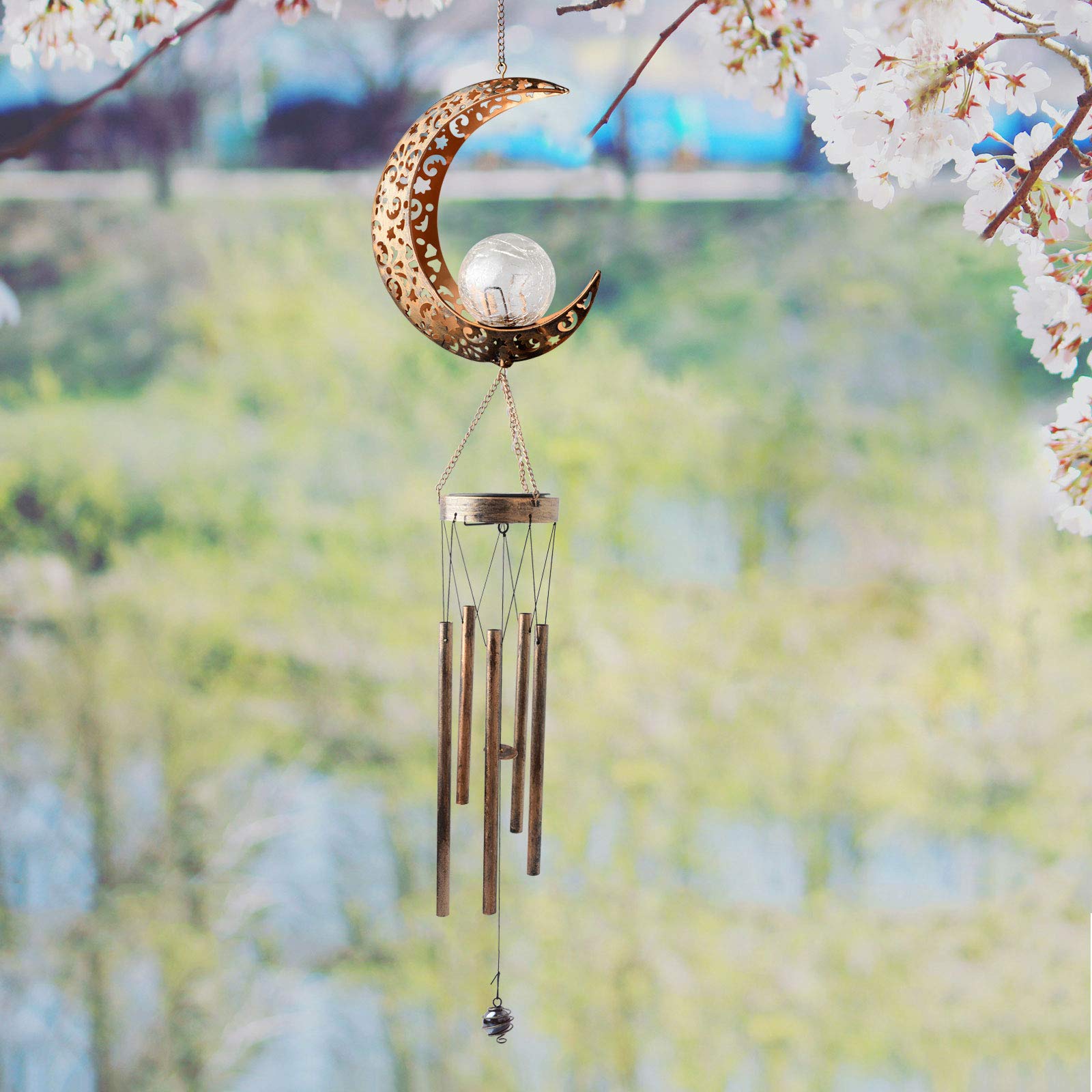 Solar Moon Wind Chime Hanging Lights -Outdoor Garden Lights