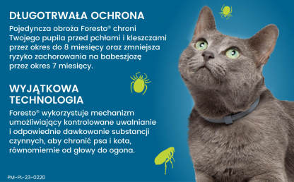 Obroża FORESTO dla kota i psa przeciw kleszczom i pchłom poniżej 8 kg