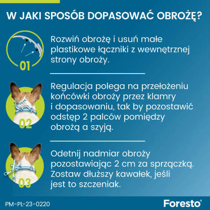 Obroża FORESTO dla kota i psa przeciw kleszczom i pchłom poniżej 8 kg