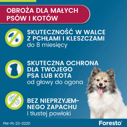 Obroża FORESTO dla kota i psa przeciw kleszczom i pchłom poniżej 8 kg