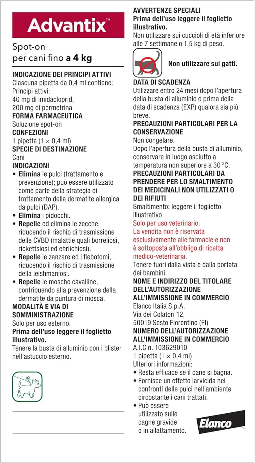 Advantix® Spot On Antiparassitario Per Cani 4-60 Kg-EU Petpet-Park