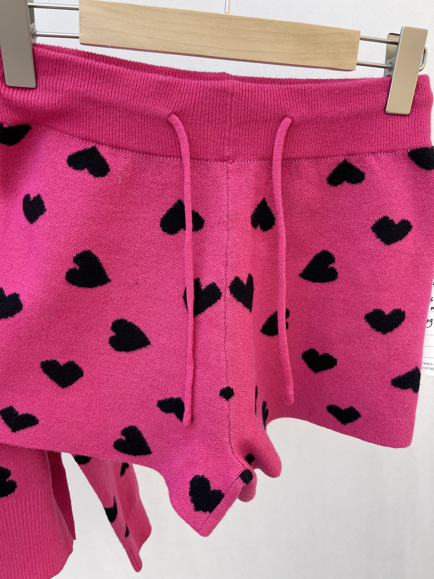Pink Knit Set with Black Heart Patterns