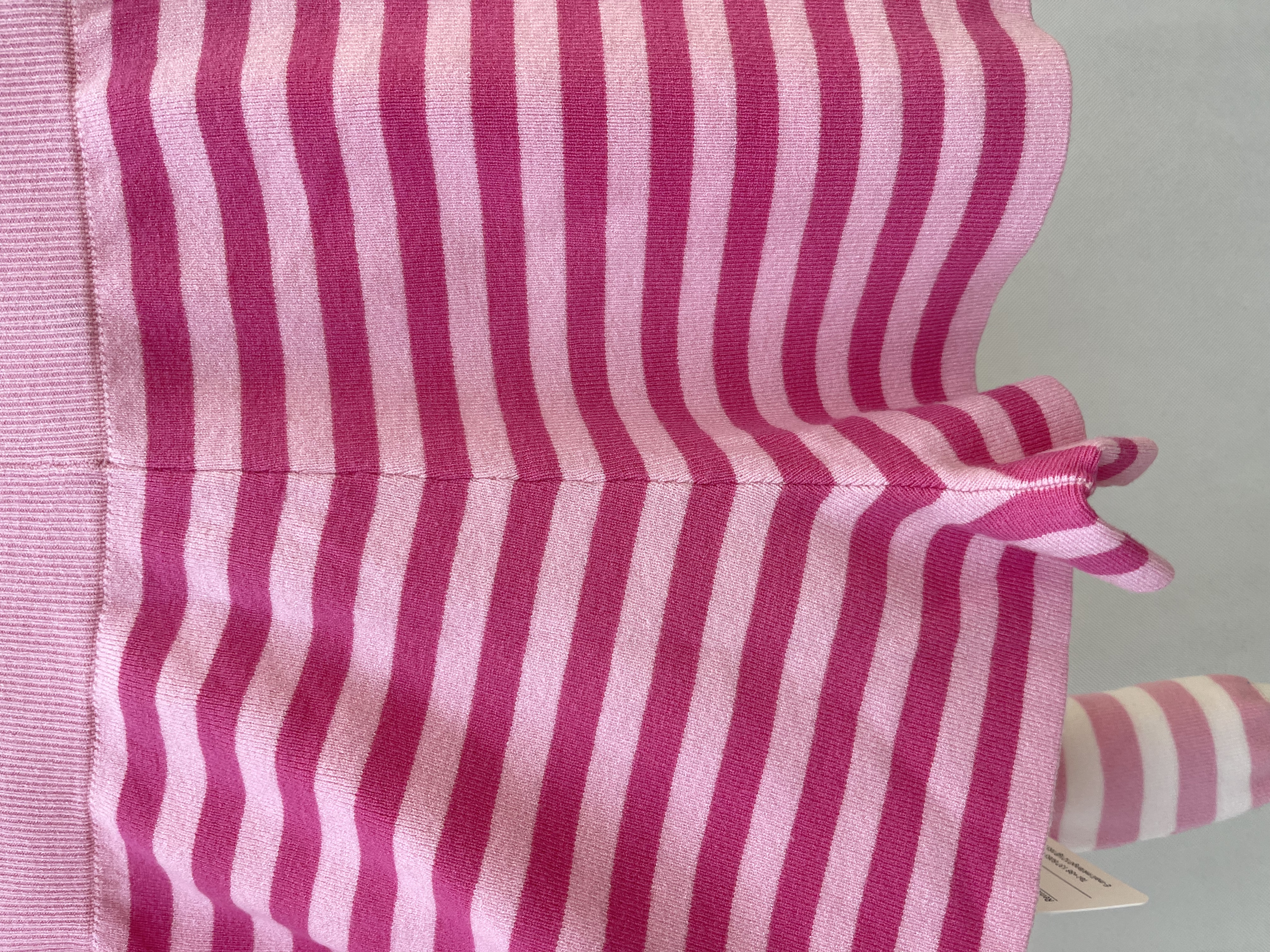 Pink and White Striped Knitted Two - piece