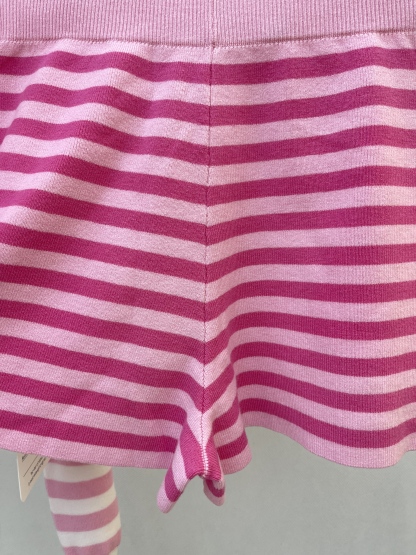 Pink and White Striped Knitted Two - piece