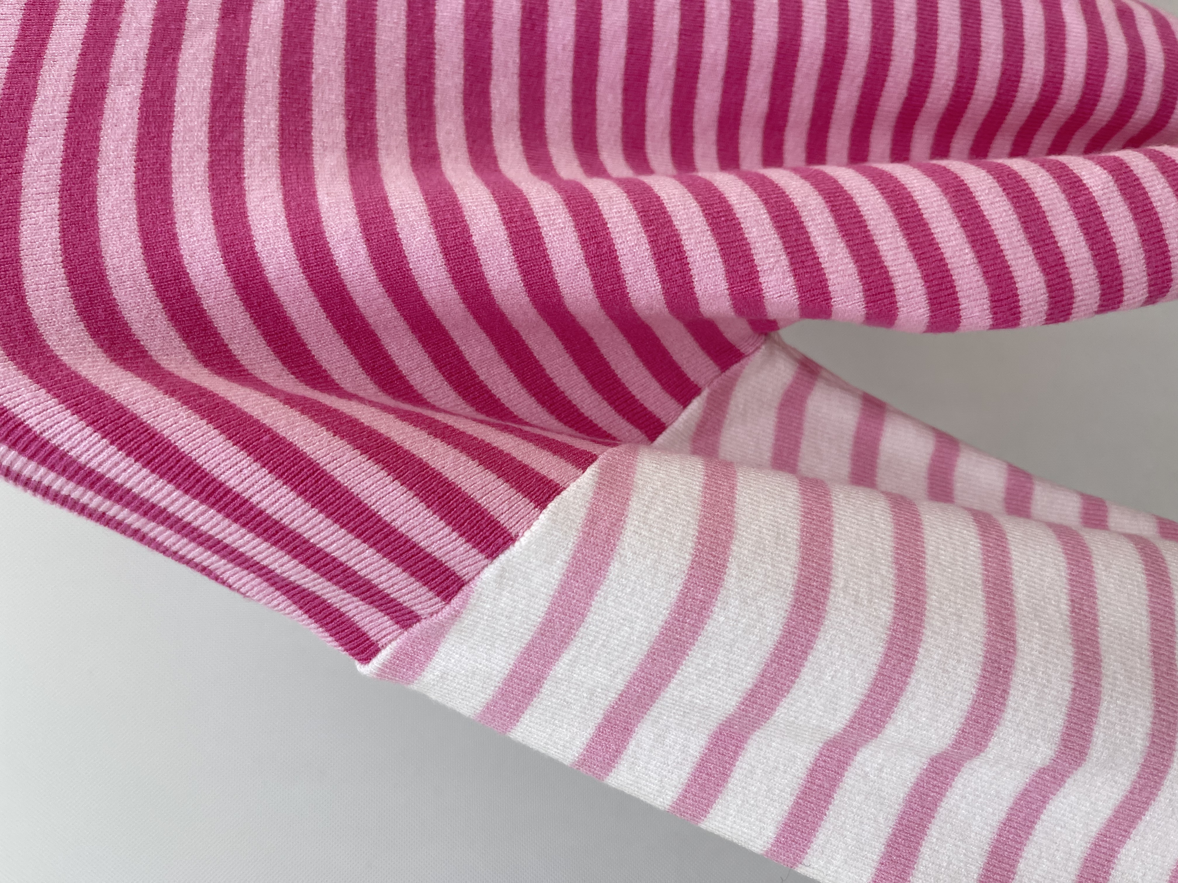 Pink and White Striped Knitted Two - piece