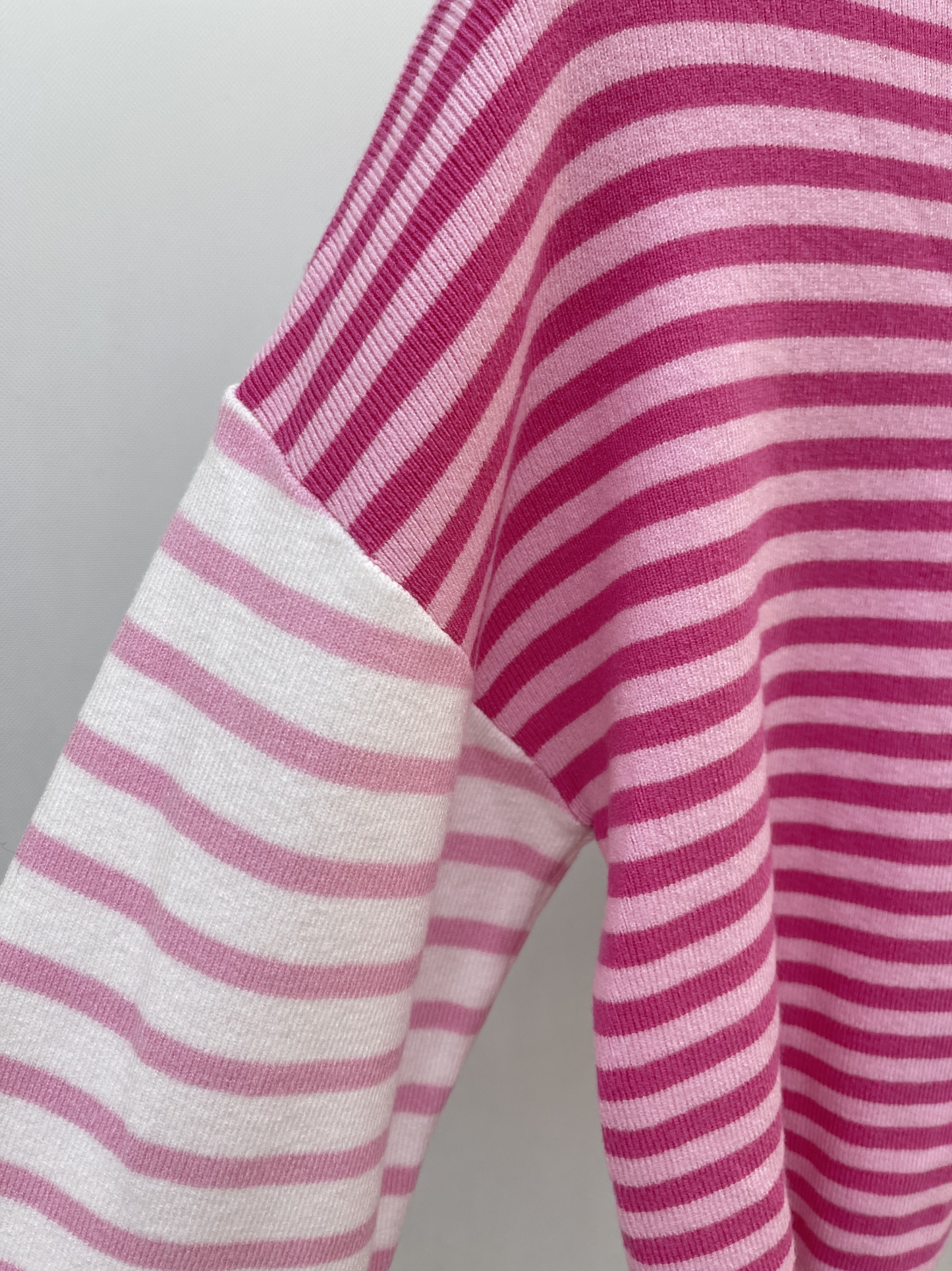 Pink and White Striped Knitted Two - piece