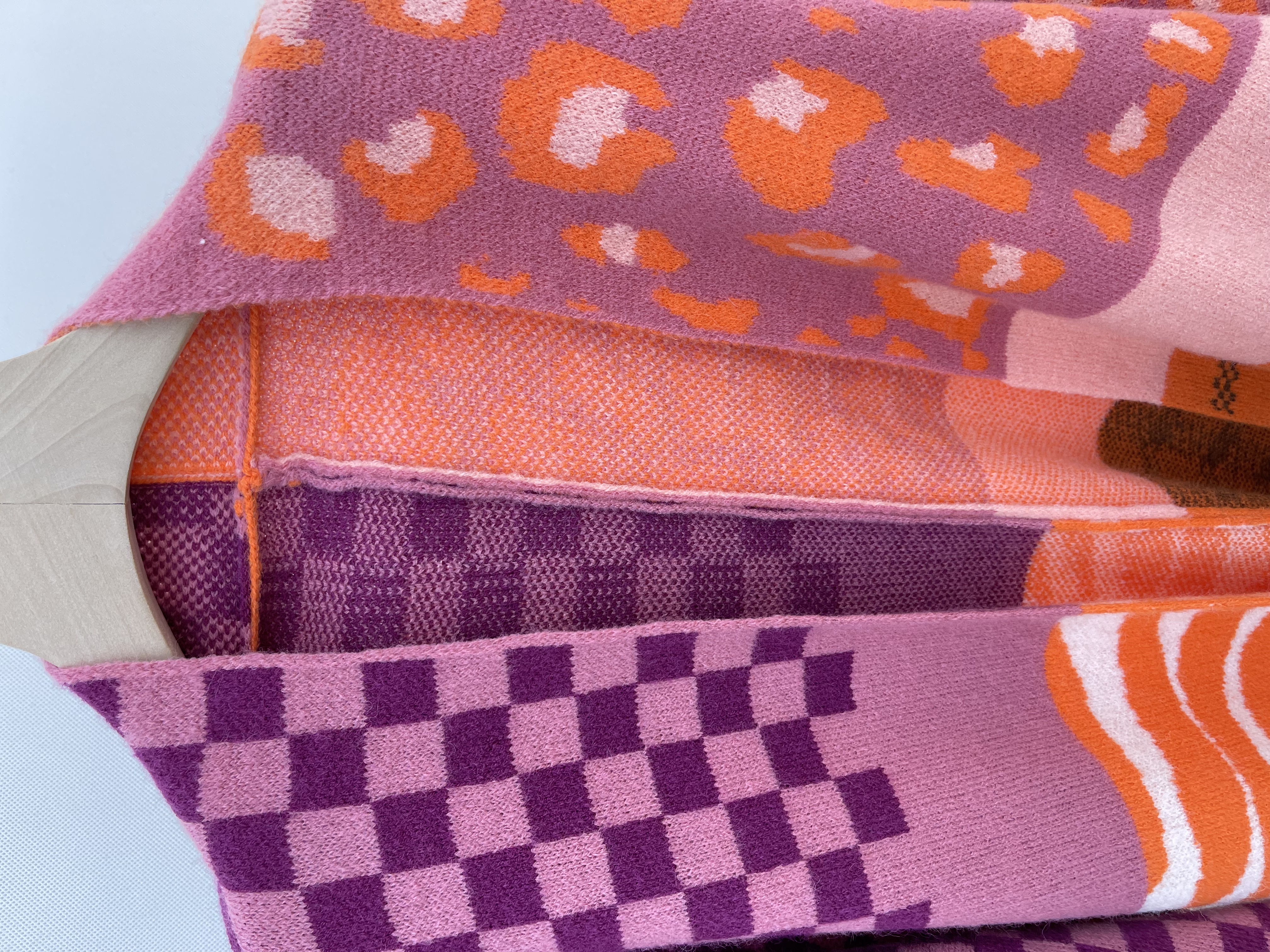 Multi - print Knit Cardigan in Colorful Blocks