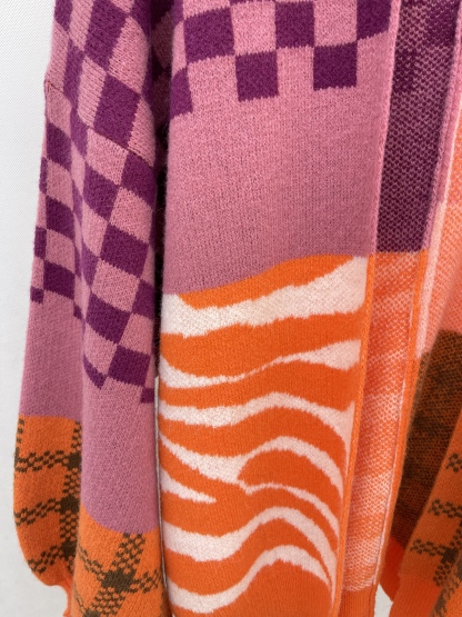 Multi - print Knit Cardigan in Colorful Blocks