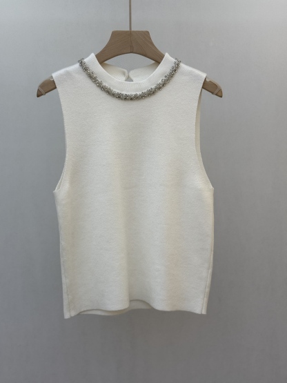  Crystal - Trimmed Knit Sleeveless Blouse