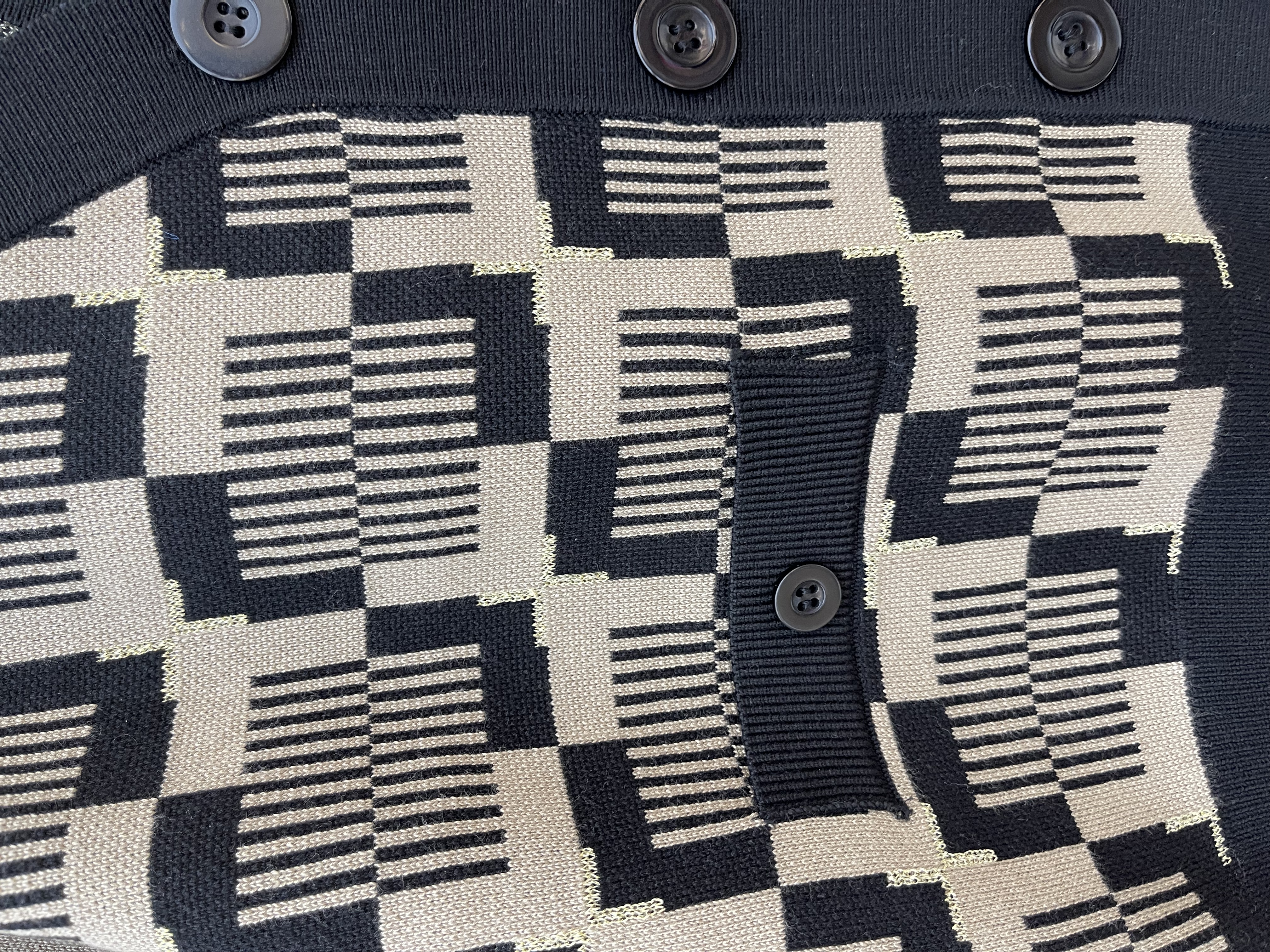 Geometric - Print Knit Cardigan and Skirt Set