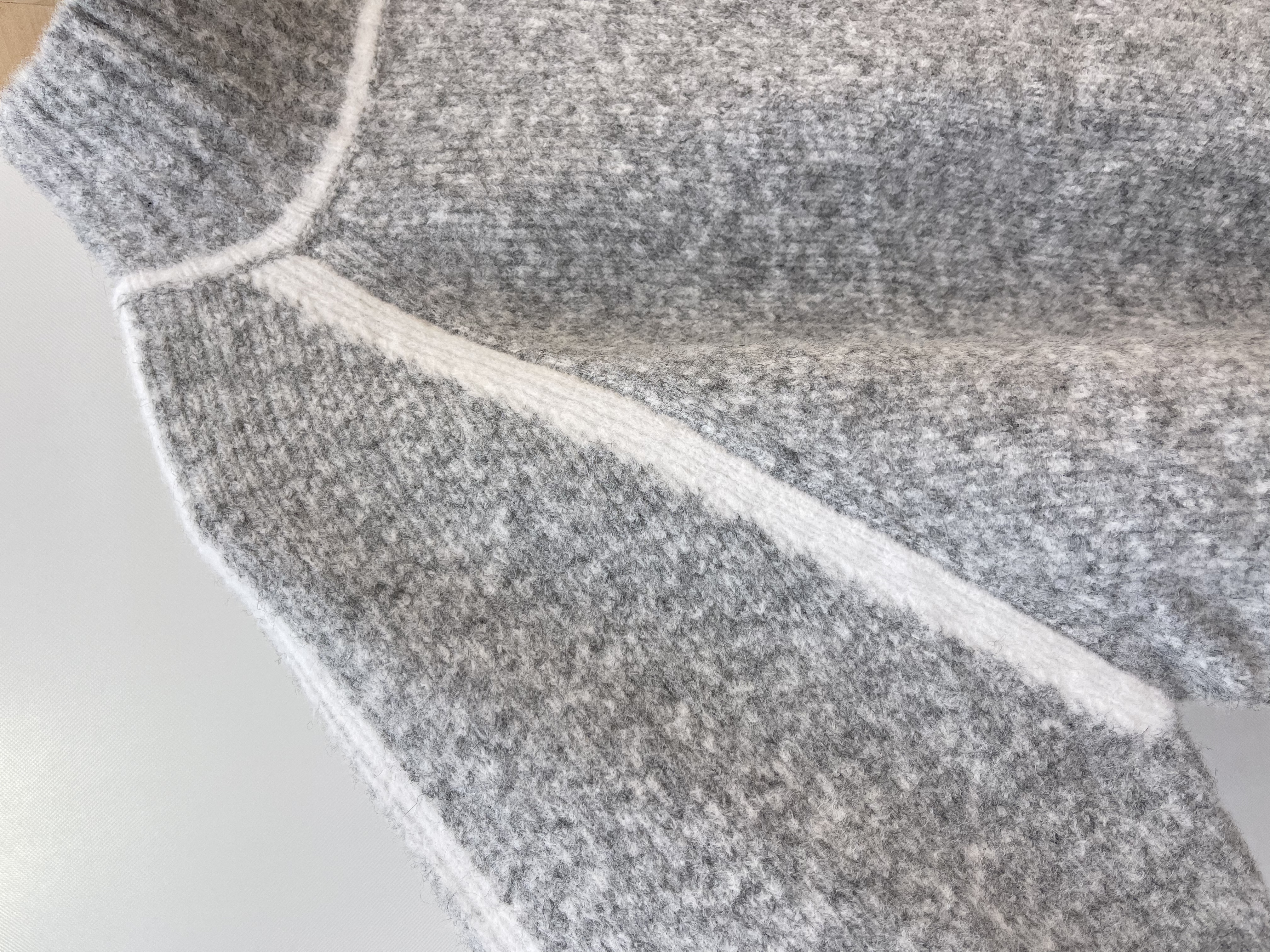 Striped - Trimmed Grey Knit Turtleneck Top