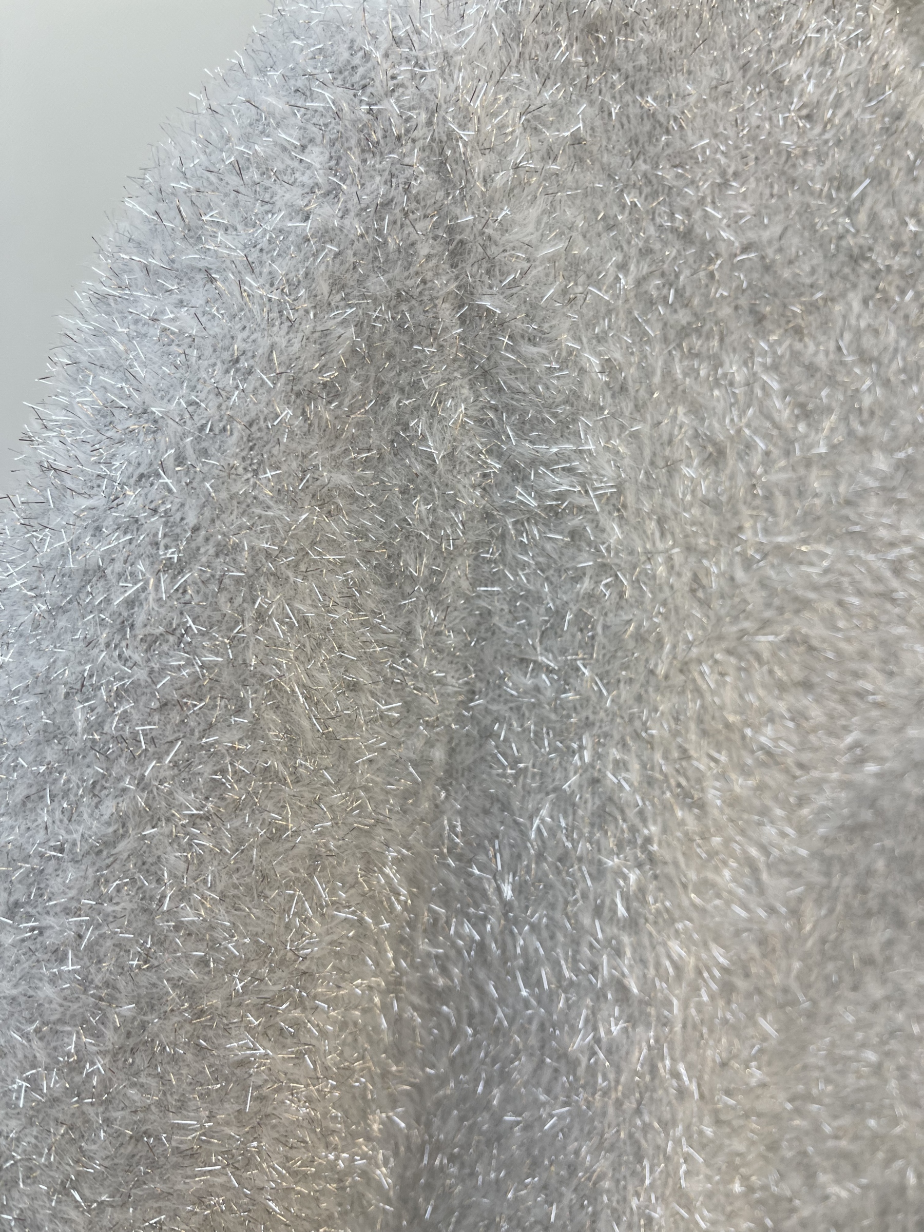 Grey Fluffy Knit Top