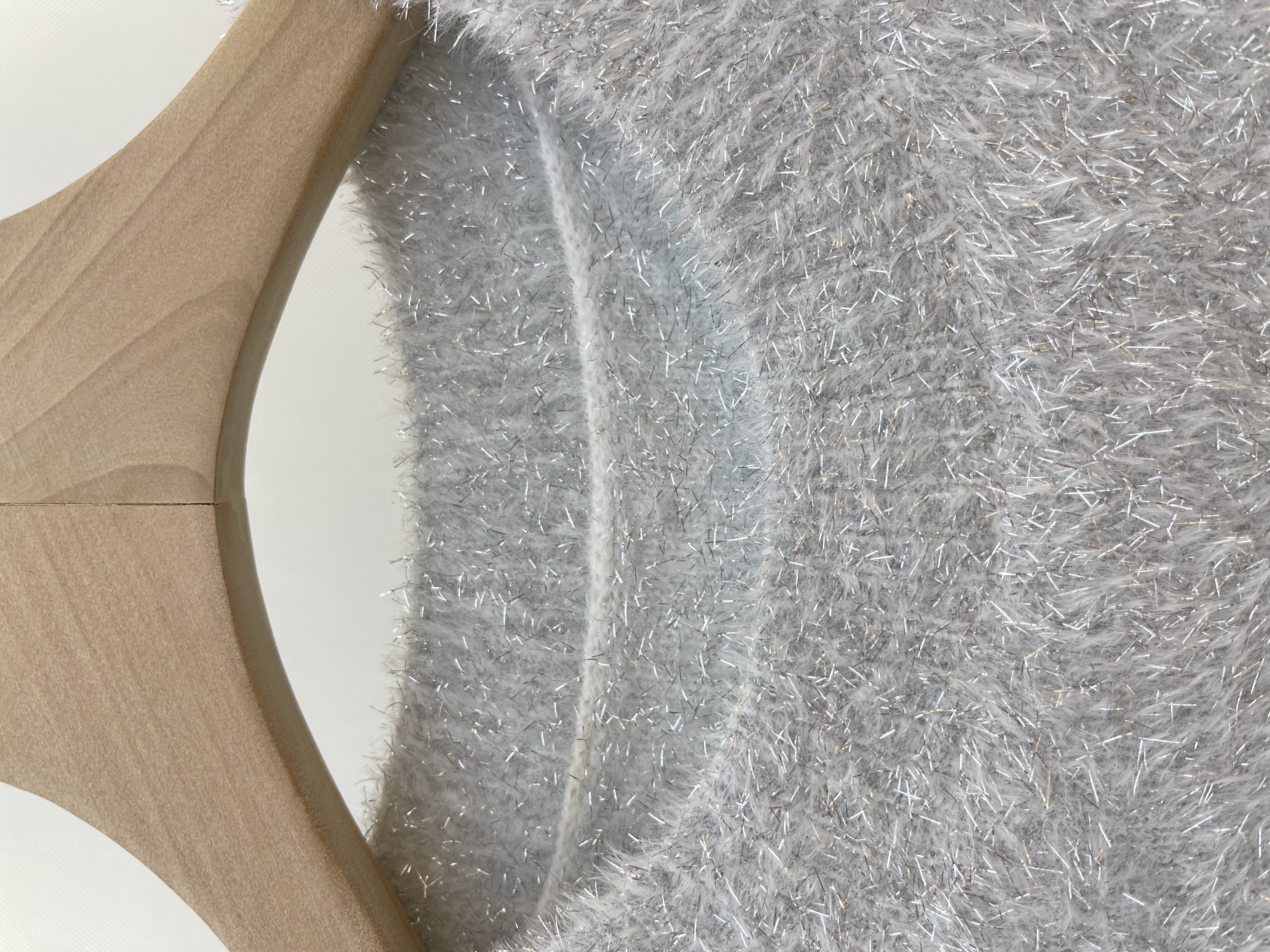 Grey Fluffy Knit Top