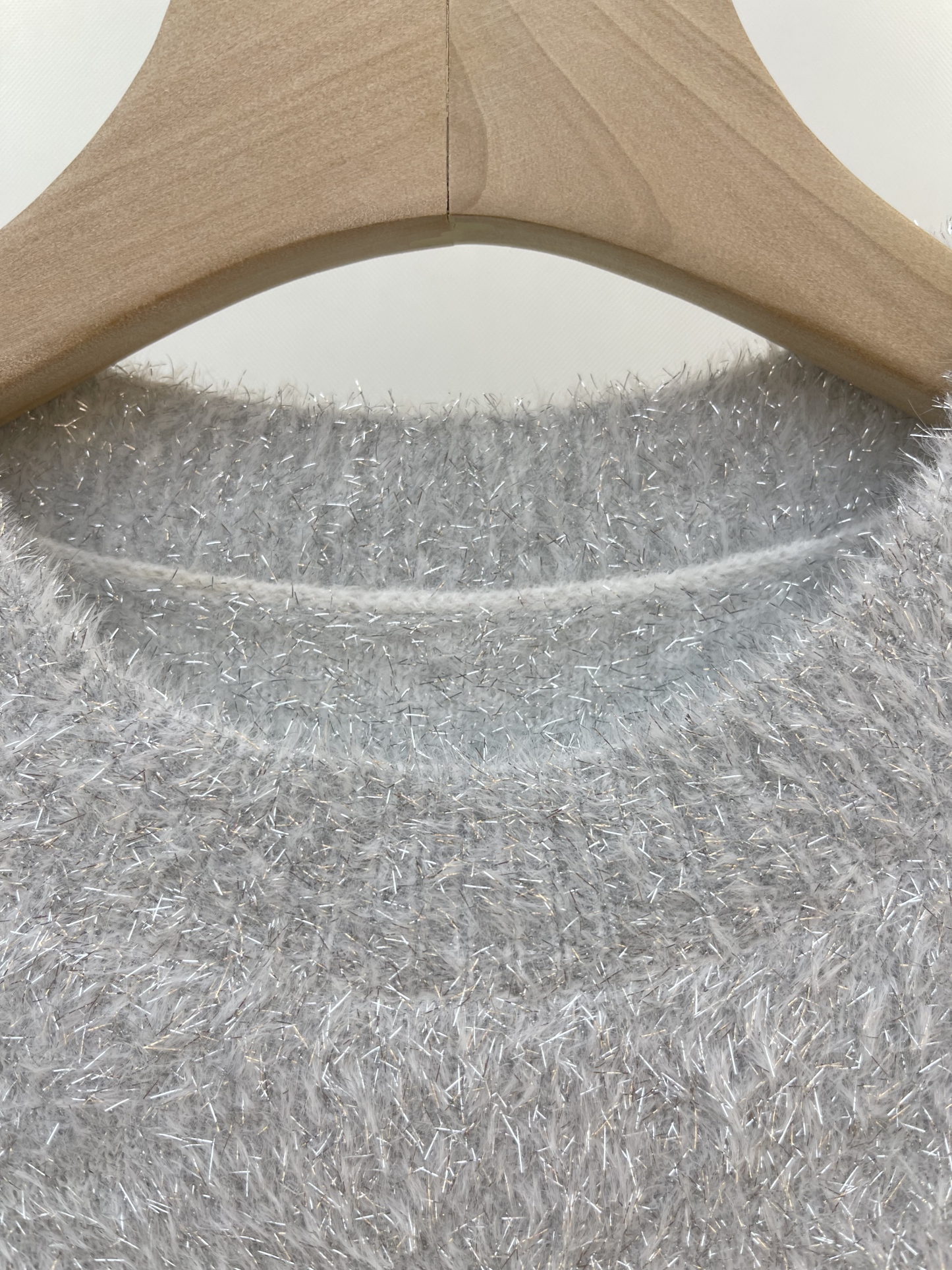 Grey Fluffy Knit Top