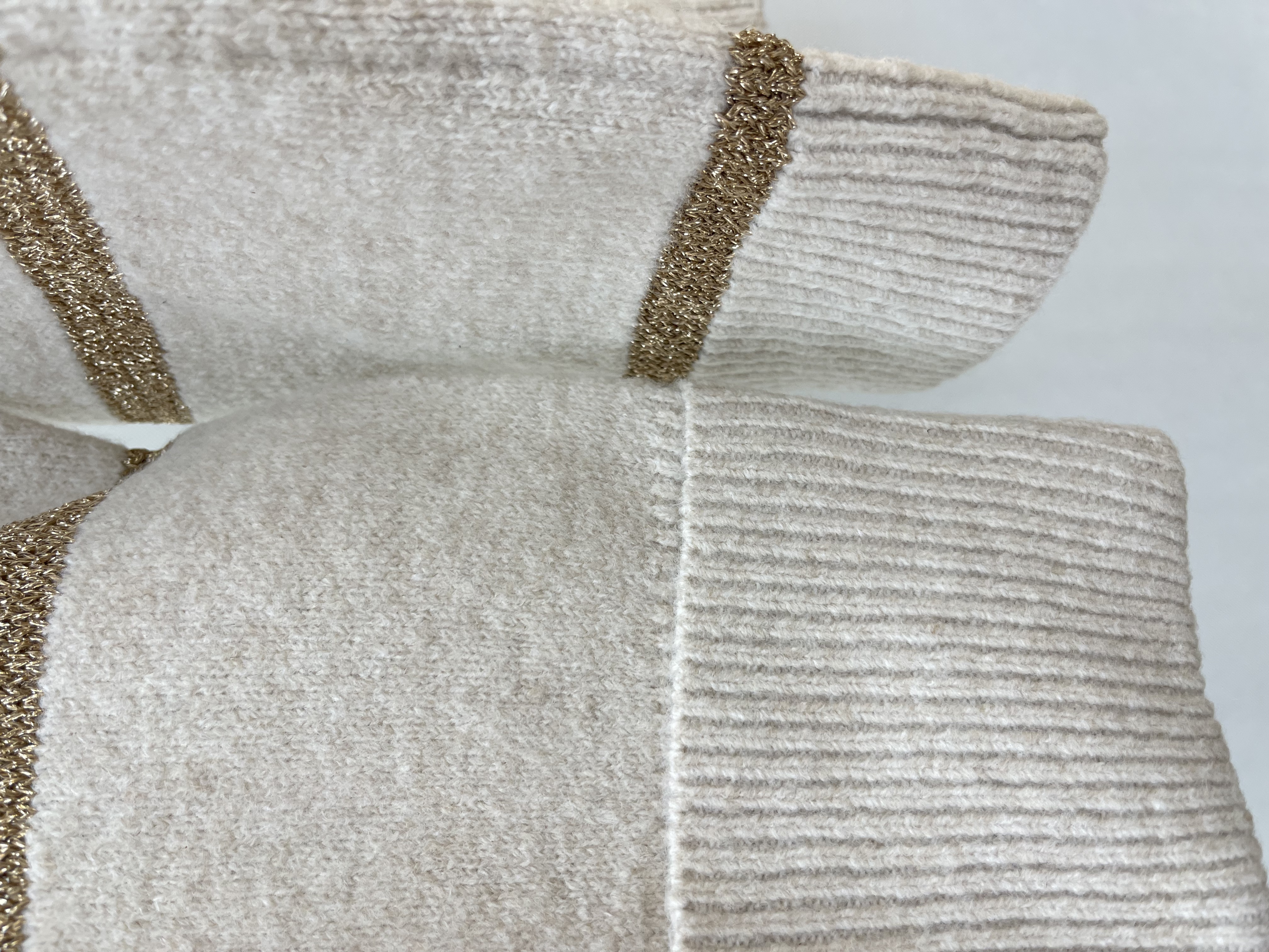 Oversized Crew - neck Sweater with Metallic Stripes