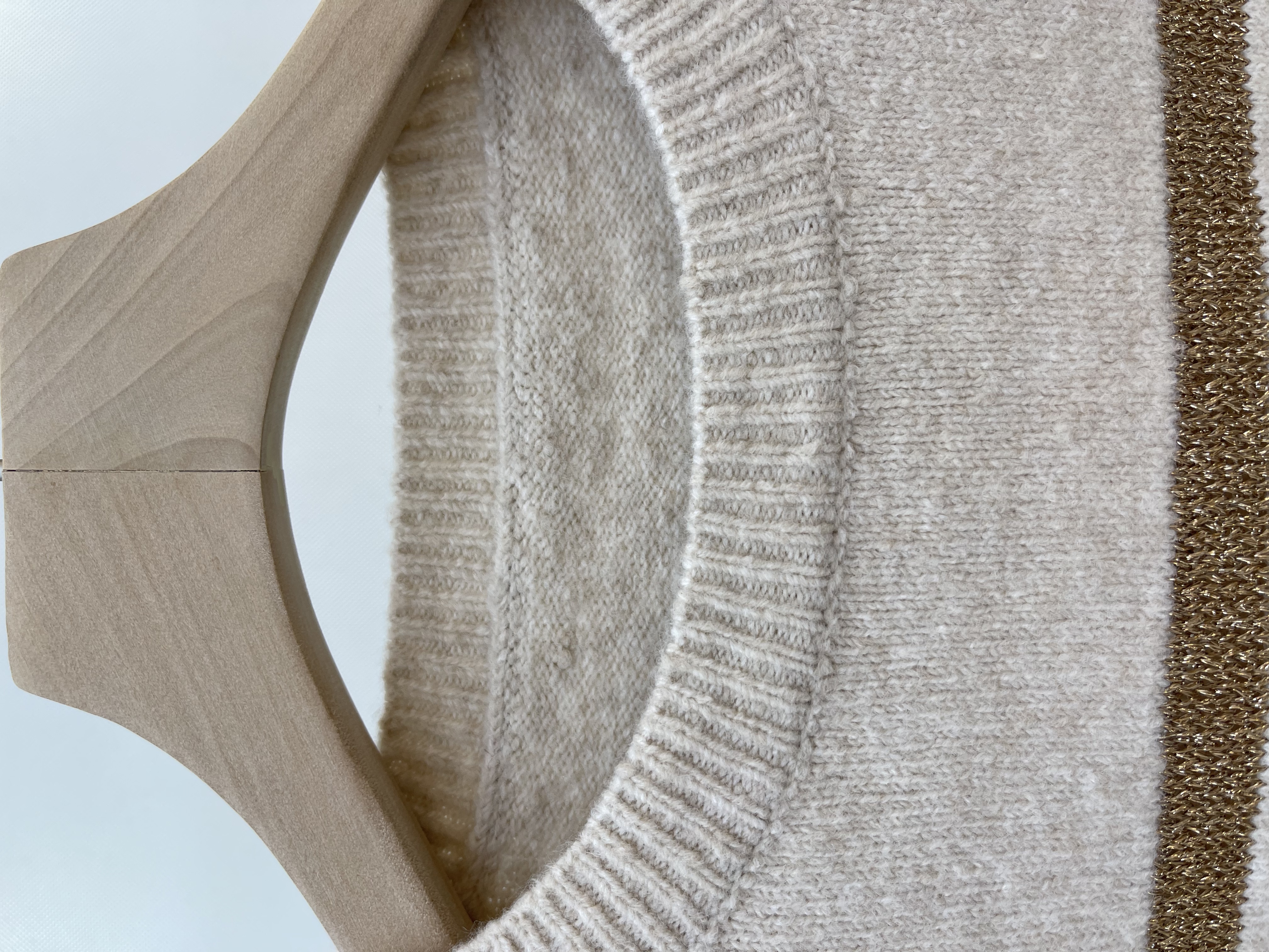 Oversized Crew - neck Sweater with Metallic Stripes