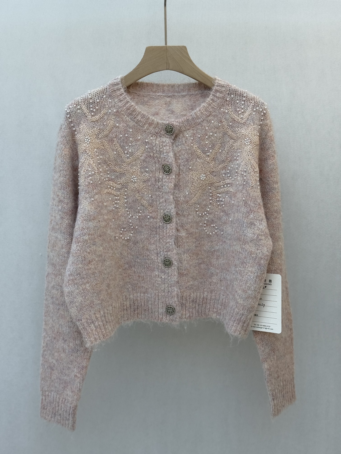  Beaded and Embroidered Fuzzy Knit Cardigan