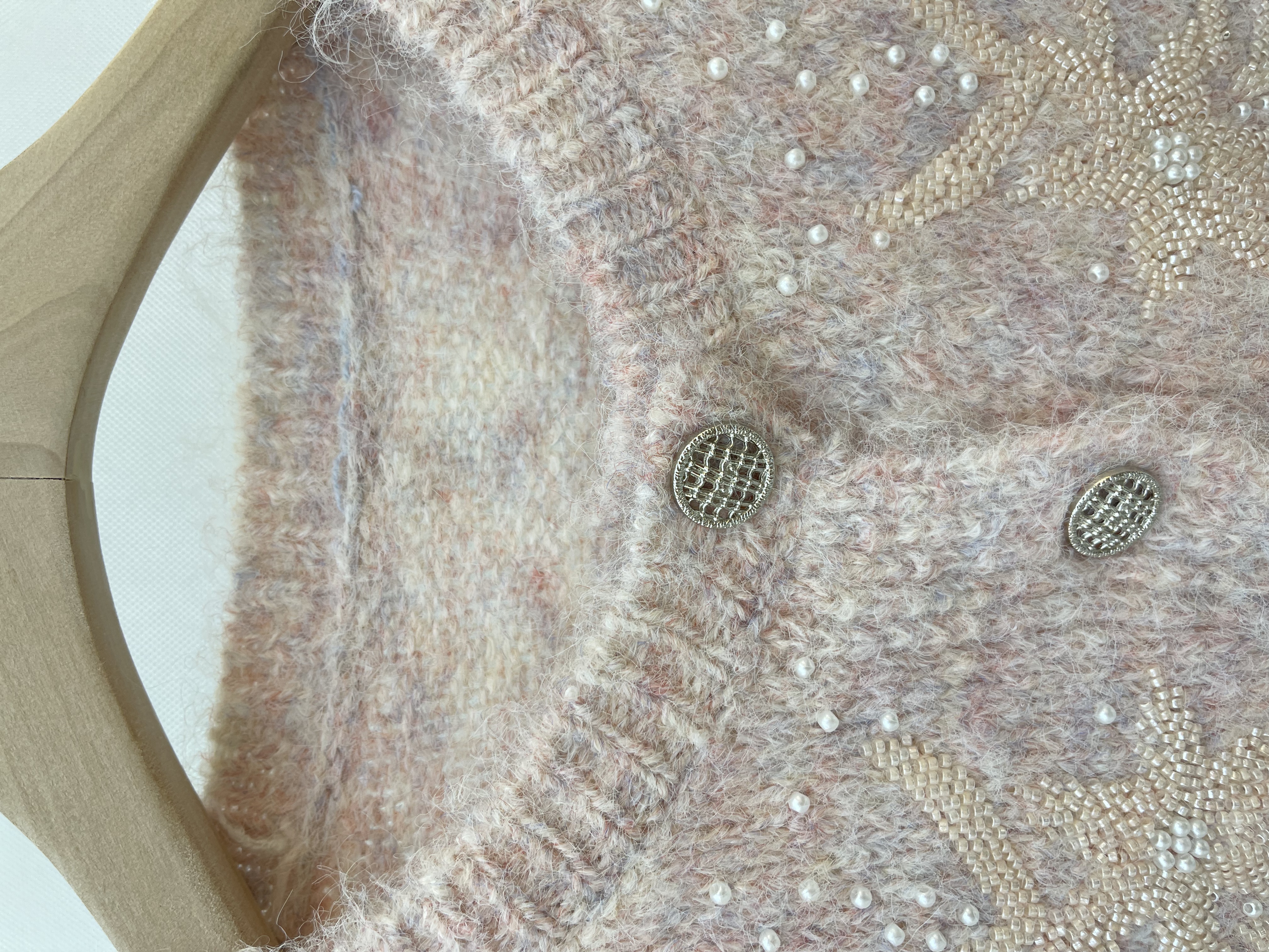  Beaded and Embroidered Fuzzy Knit Cardigan
