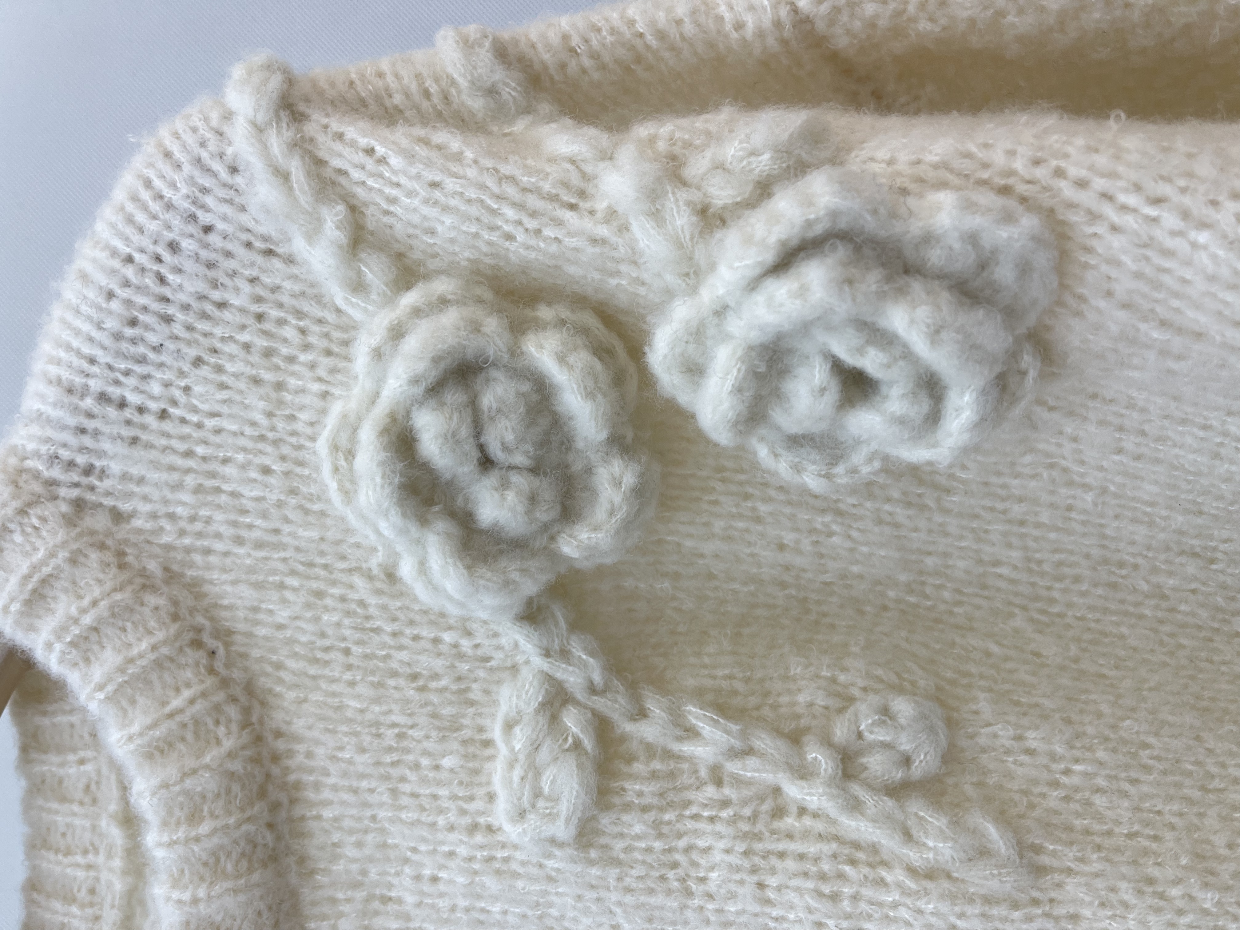 Handmade Flower - Decorated Knit Pullover