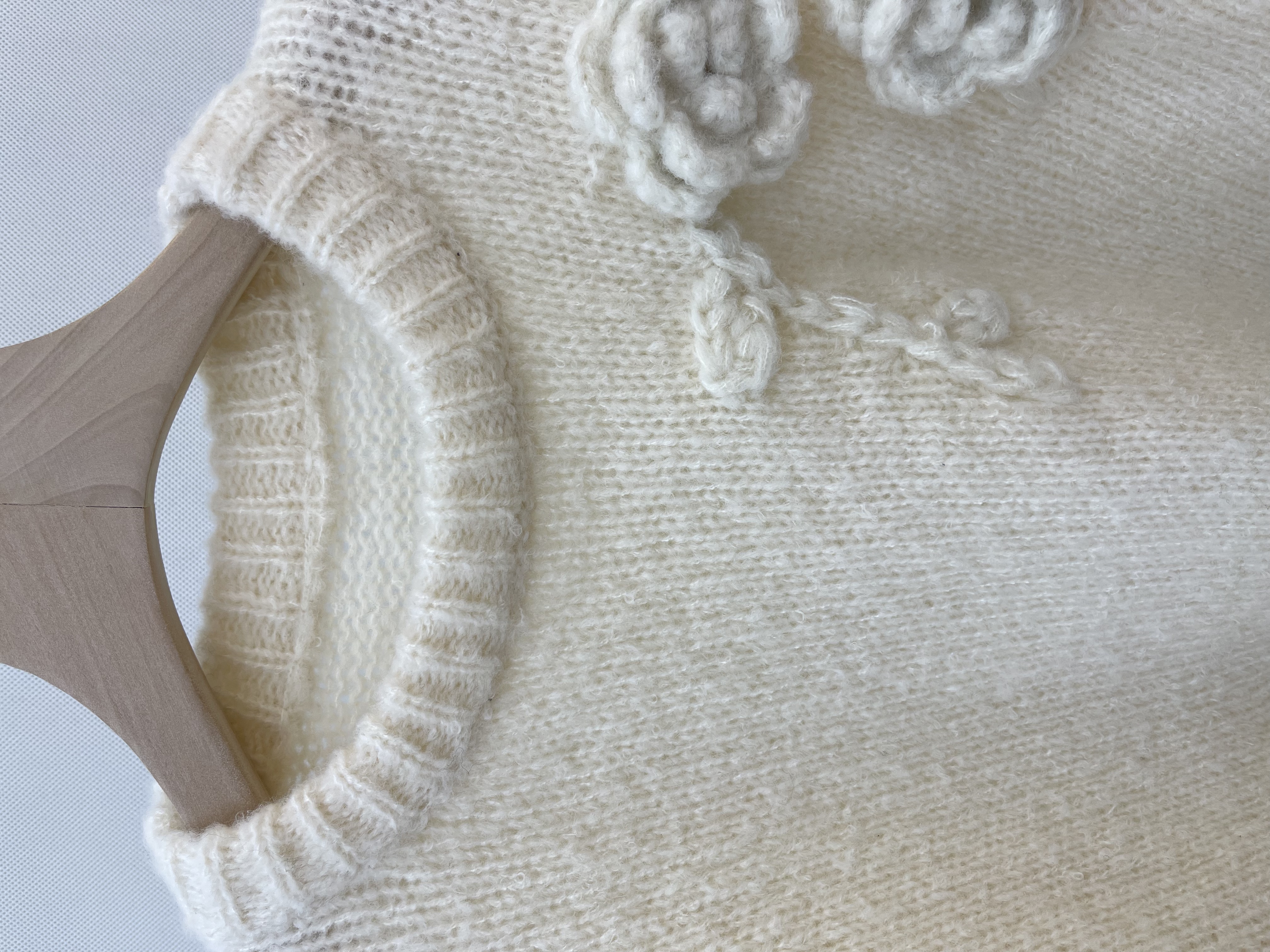 Handmade Flower - Decorated Knit Pullover