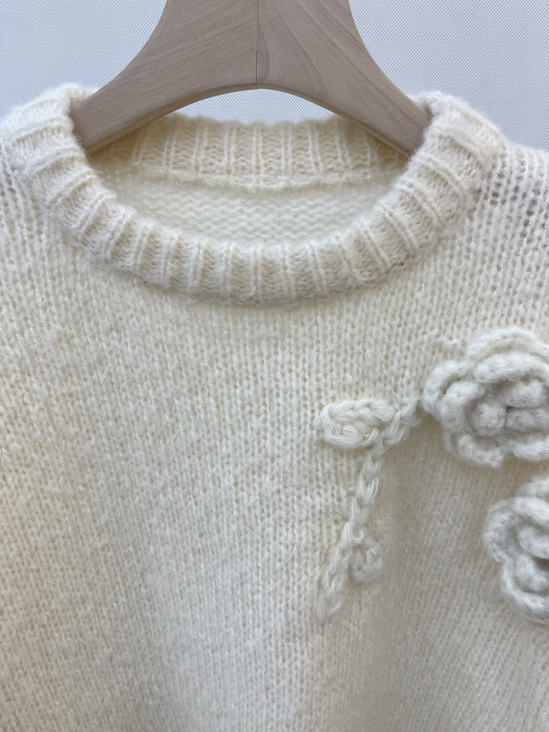 Handmade Flower - Decorated Knit Pullover