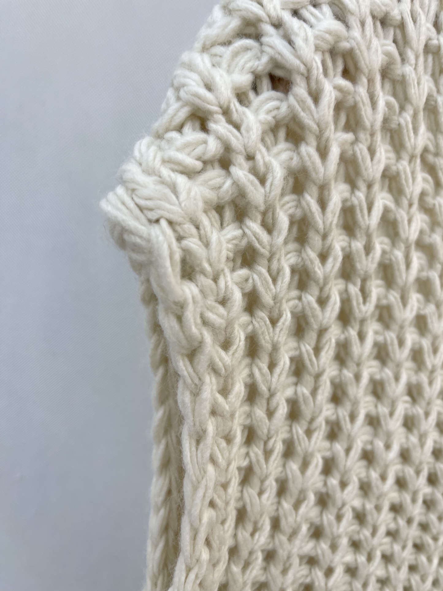 Hand - crocheted Vest - style Cardigan with Decorative Gold Fasteners